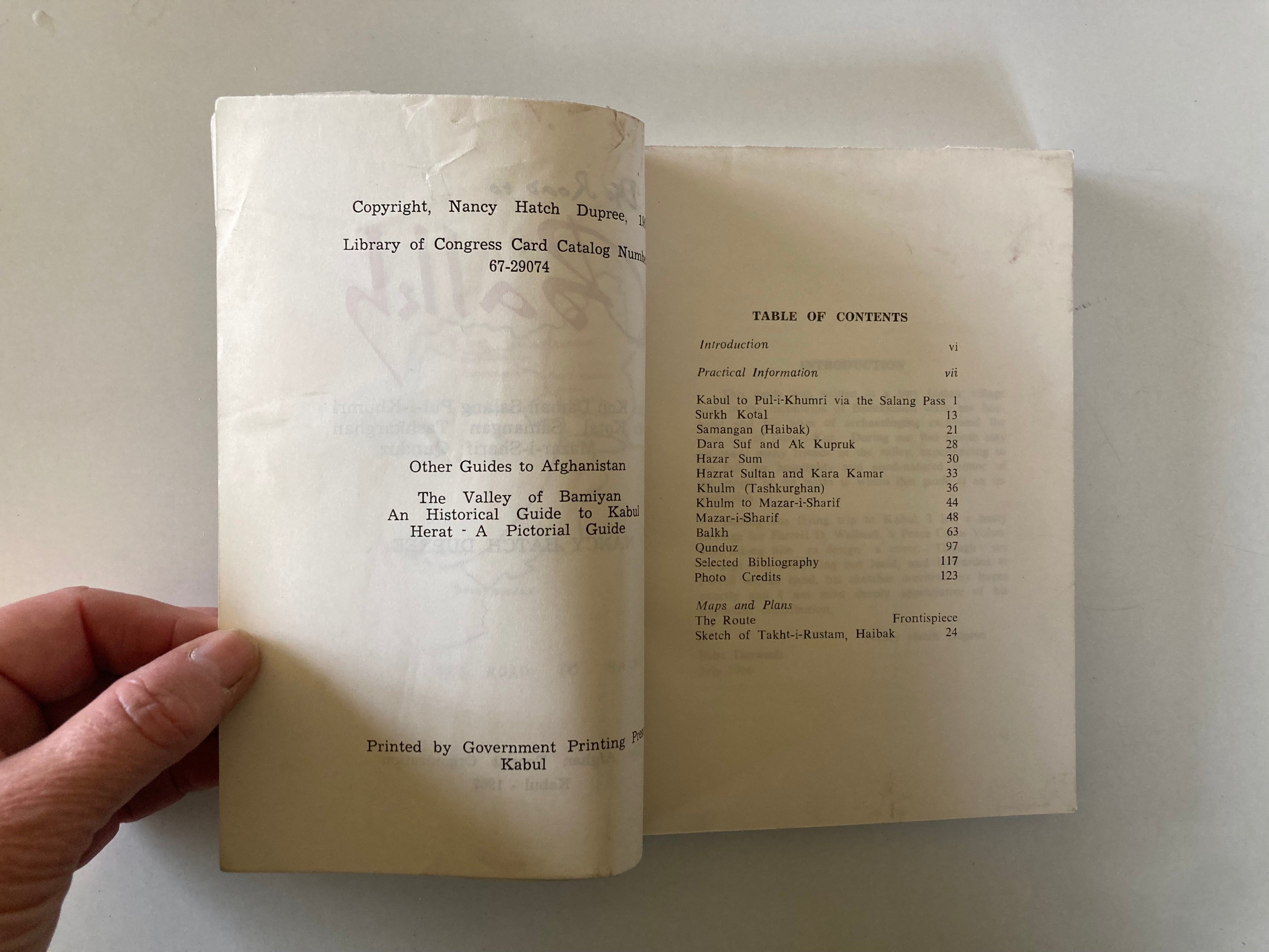 The Road to Balkh by Nancy Hatch Dupree Published by Afghan Tourist Organisation 1967 Illustrated Book