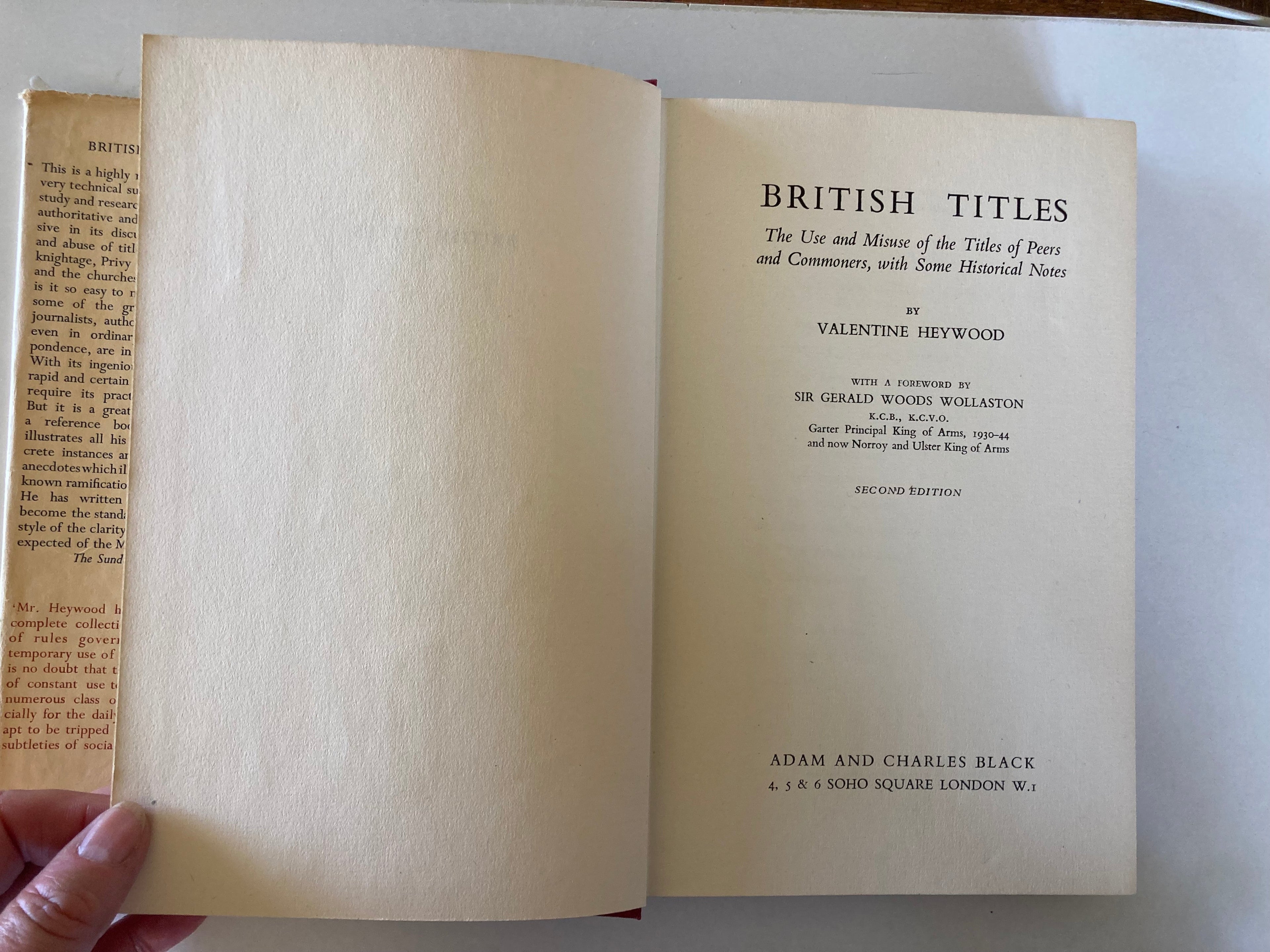 British Titles The Use and Misuse of the Titles of Peers and Commoners by Valentine Heywood in 1953