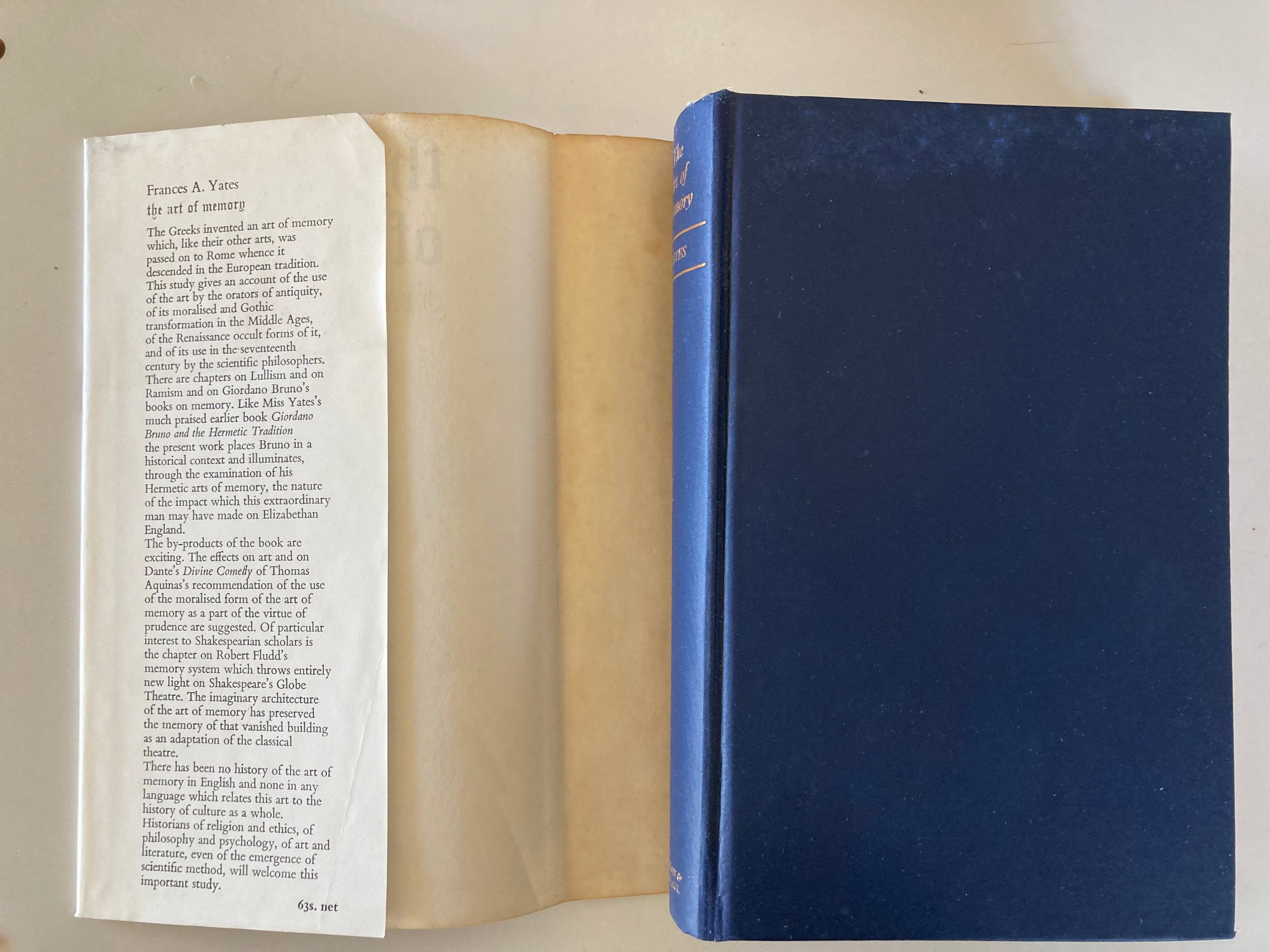 The Art of Memory by Frances A Yates First Edition Hardback Book from 1966