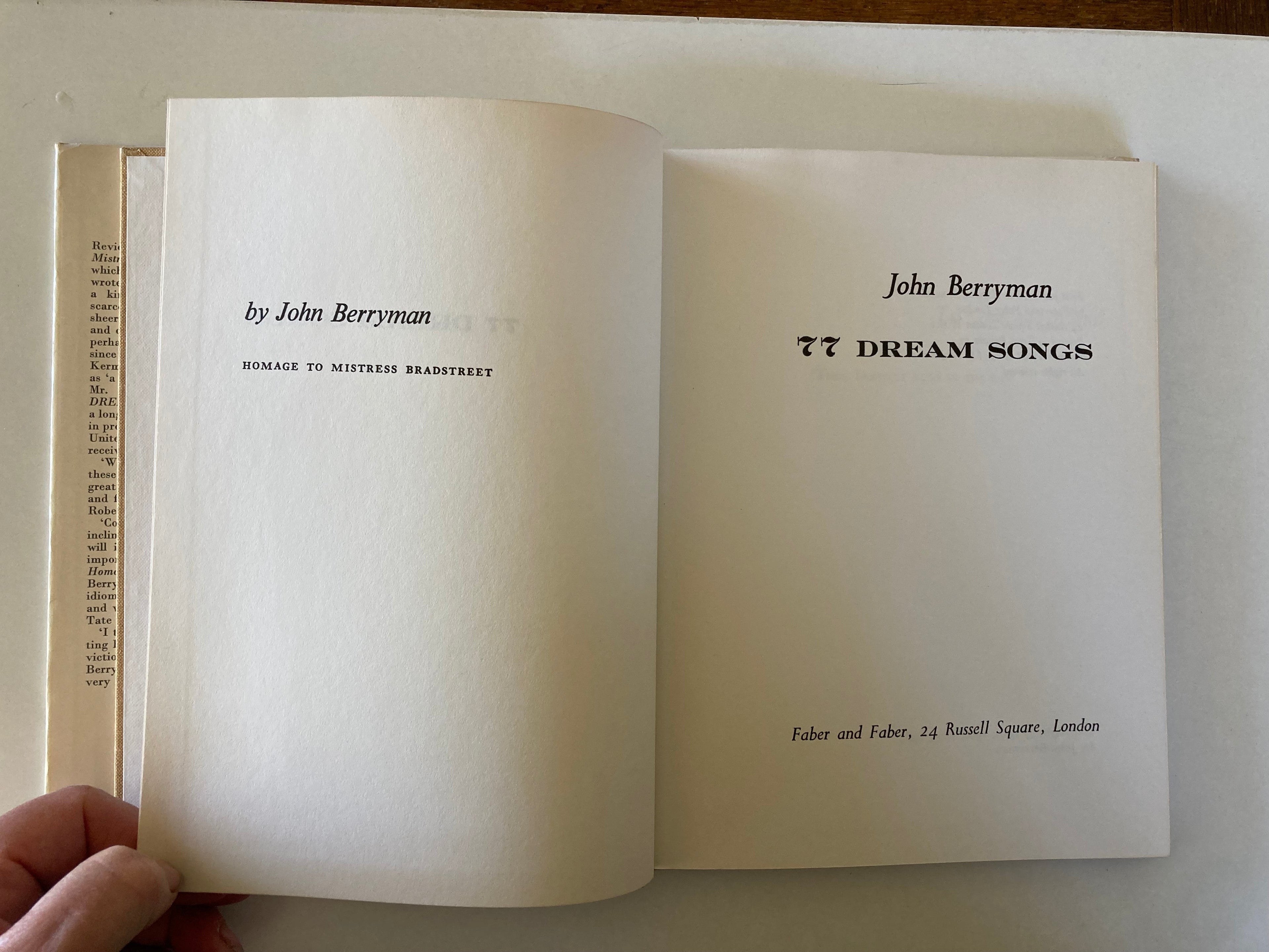 77 Dream Songs by John Berryman First Edition Book with Dustjacket from 1964 with Newspaper Cuttings