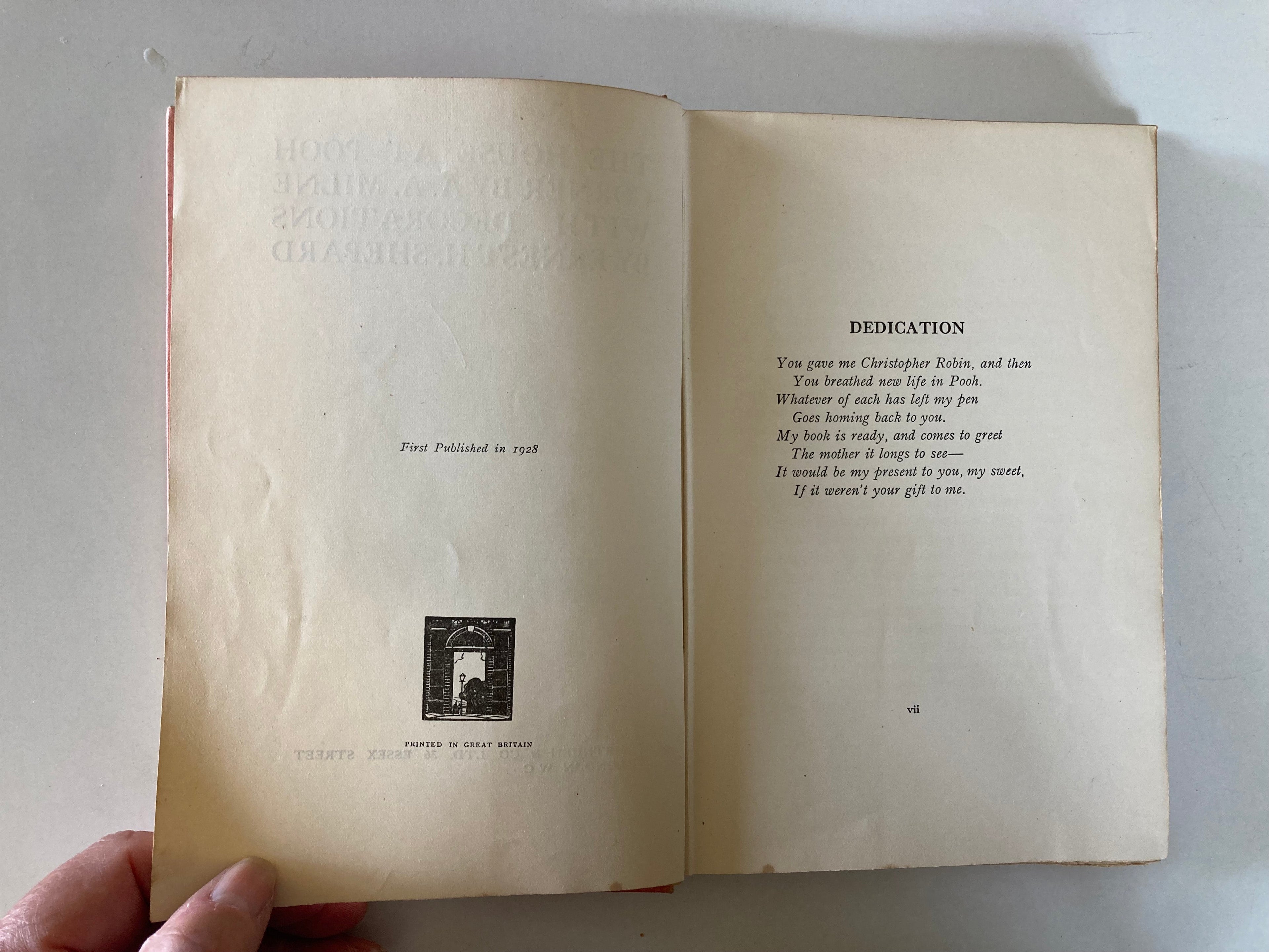 The House at Pooh Corner by A A Milne with Decorations by Ernest H Shepard First Edition 1928