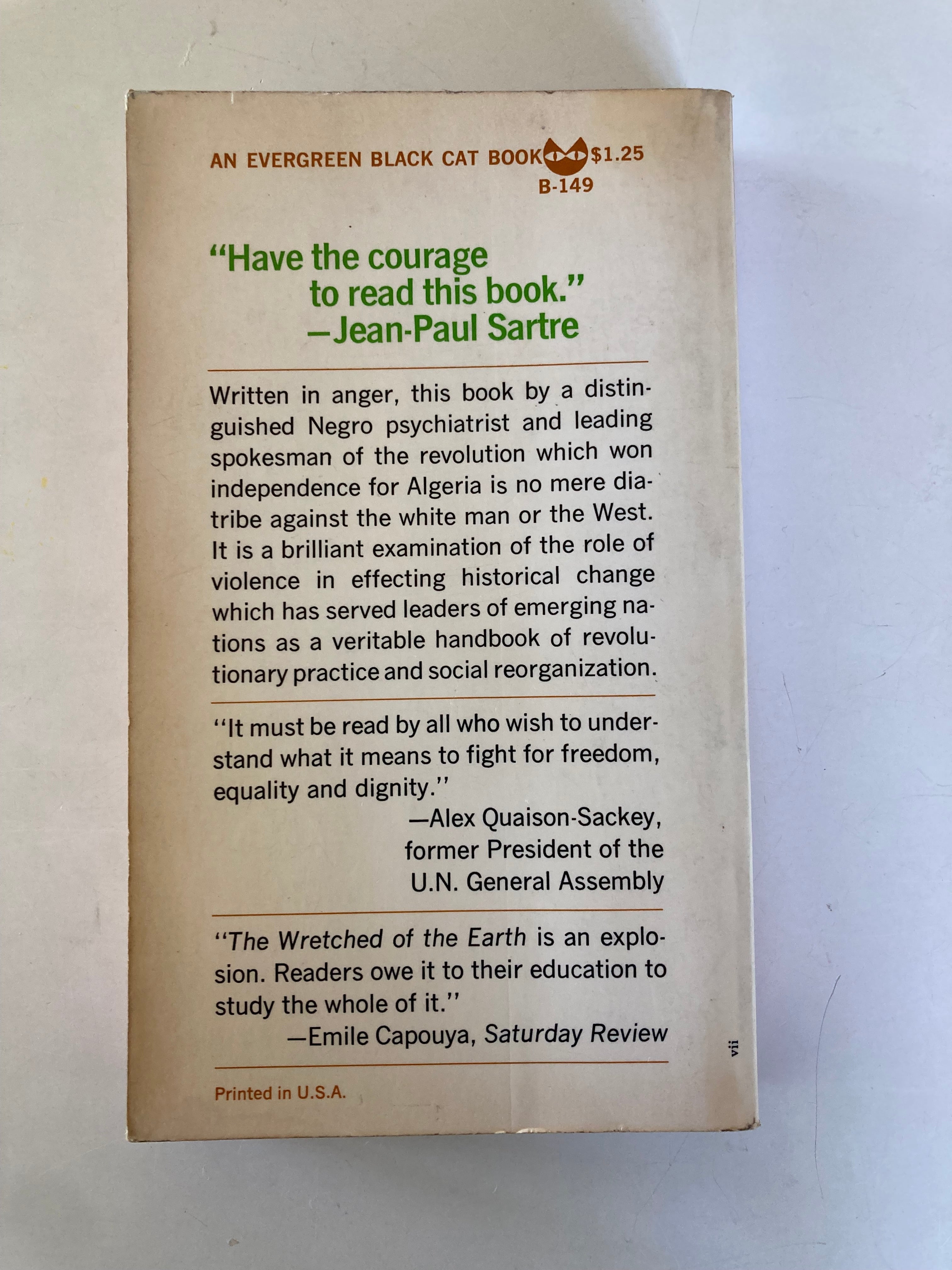 The Wretched of the Earth by Frantz Fanon 1968 Seventh Printing