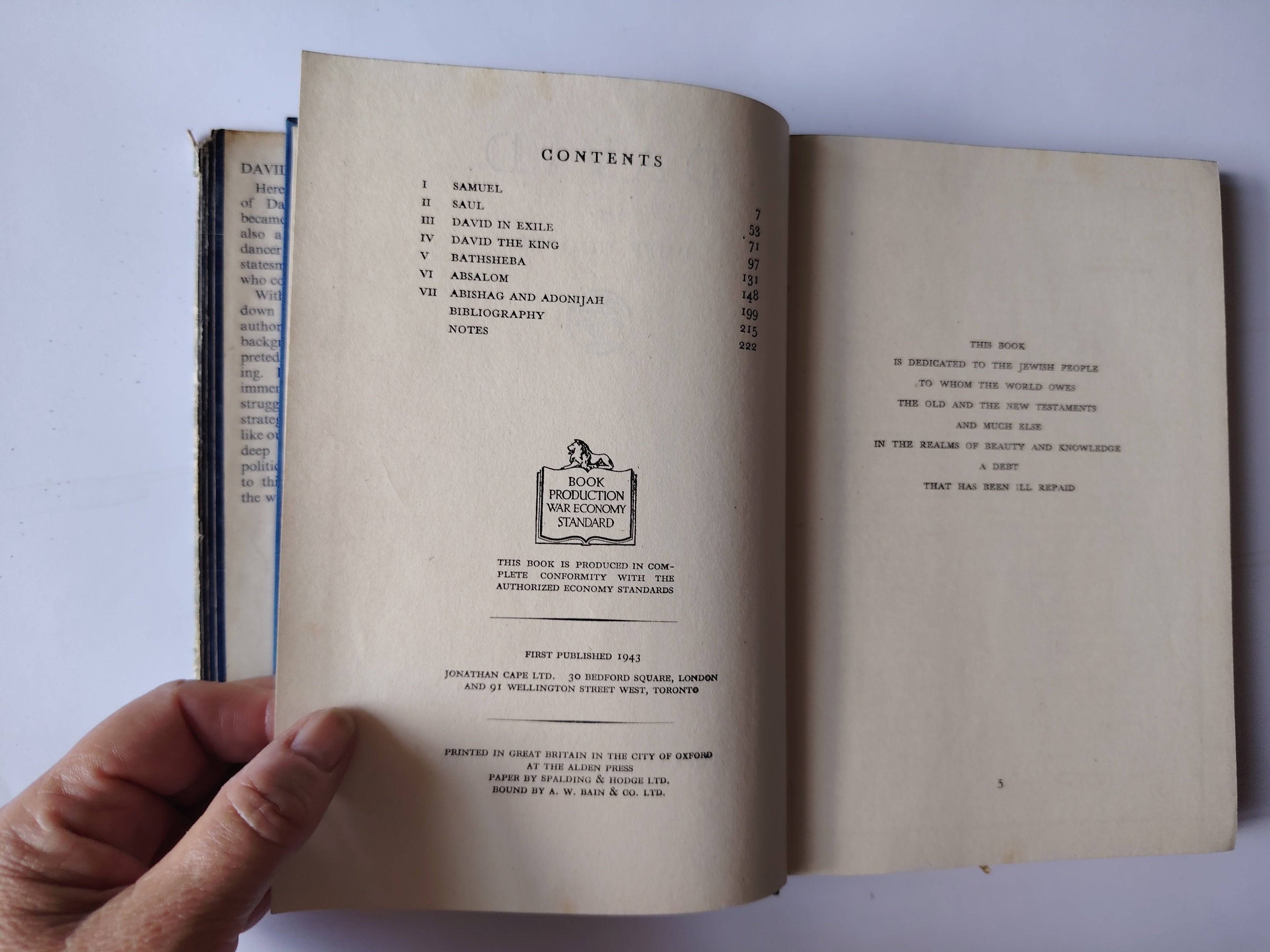 David by Duff Cooper First Edition Hardback in Dustjacket 1943