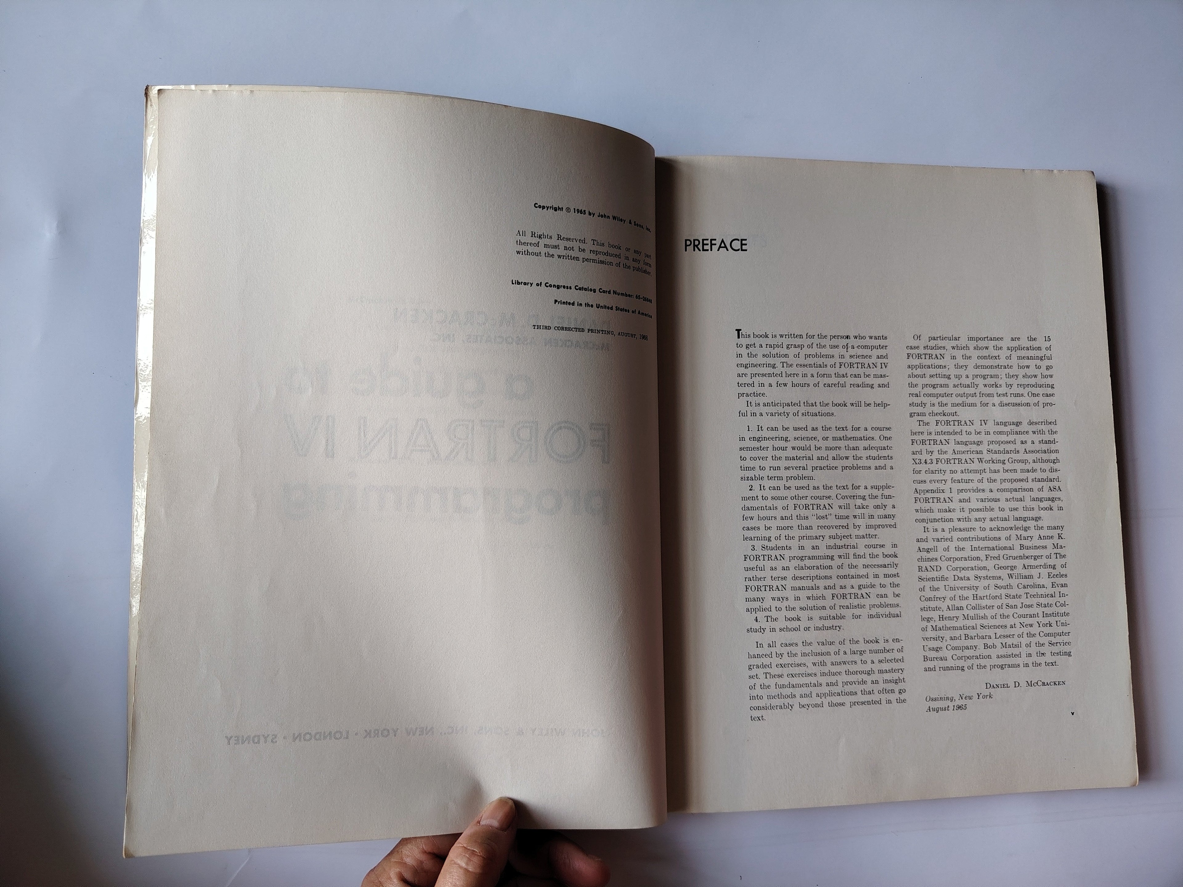 A Guide to Fortran IV Programming by Daniel D McCracken a John Wiley & Sons Edition Corrected Printing 1968