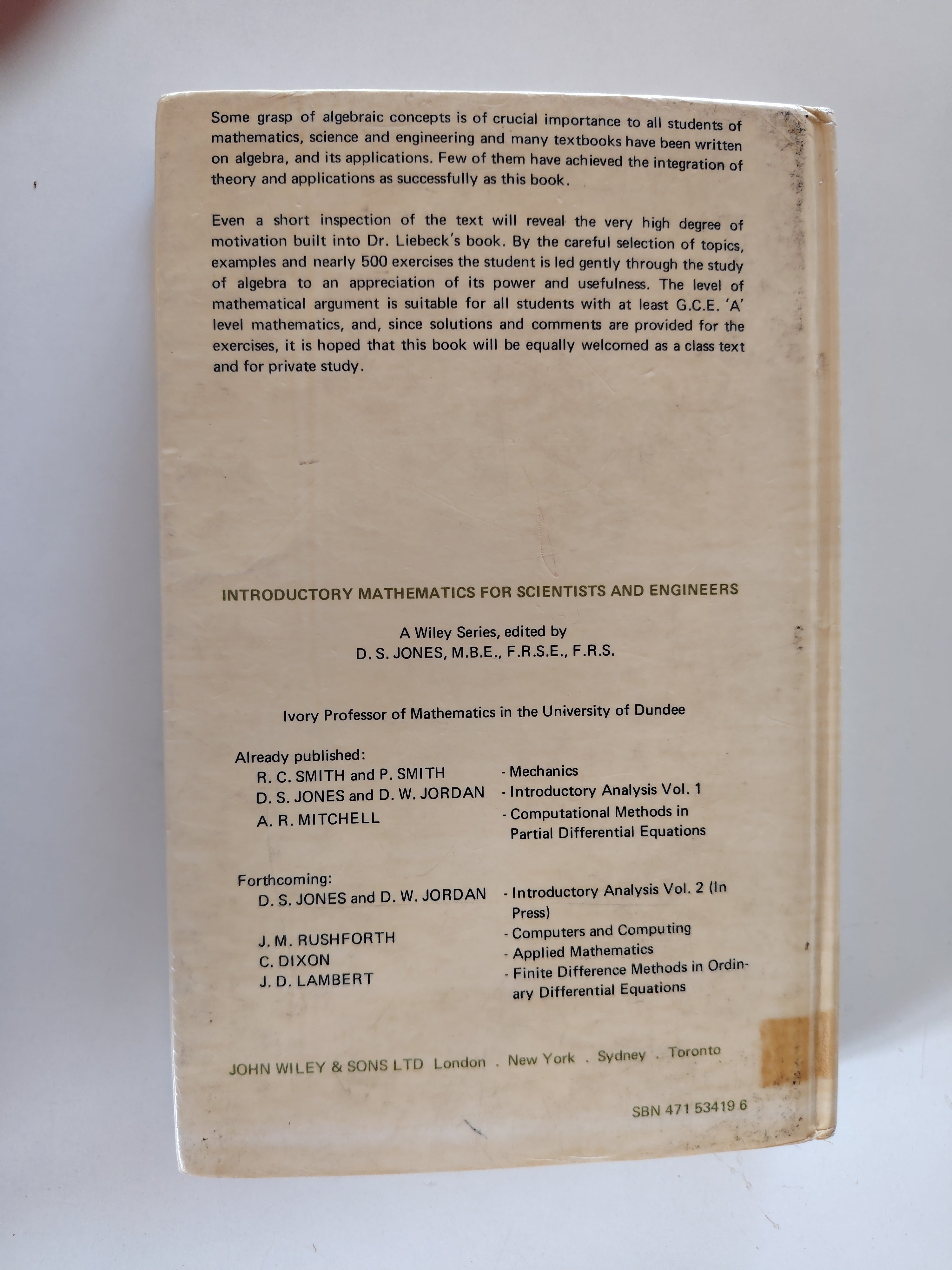 Algebra for Scientists and Engineers Hans Liebeck Ex Library Book from 1969 by John Wiley & Sons