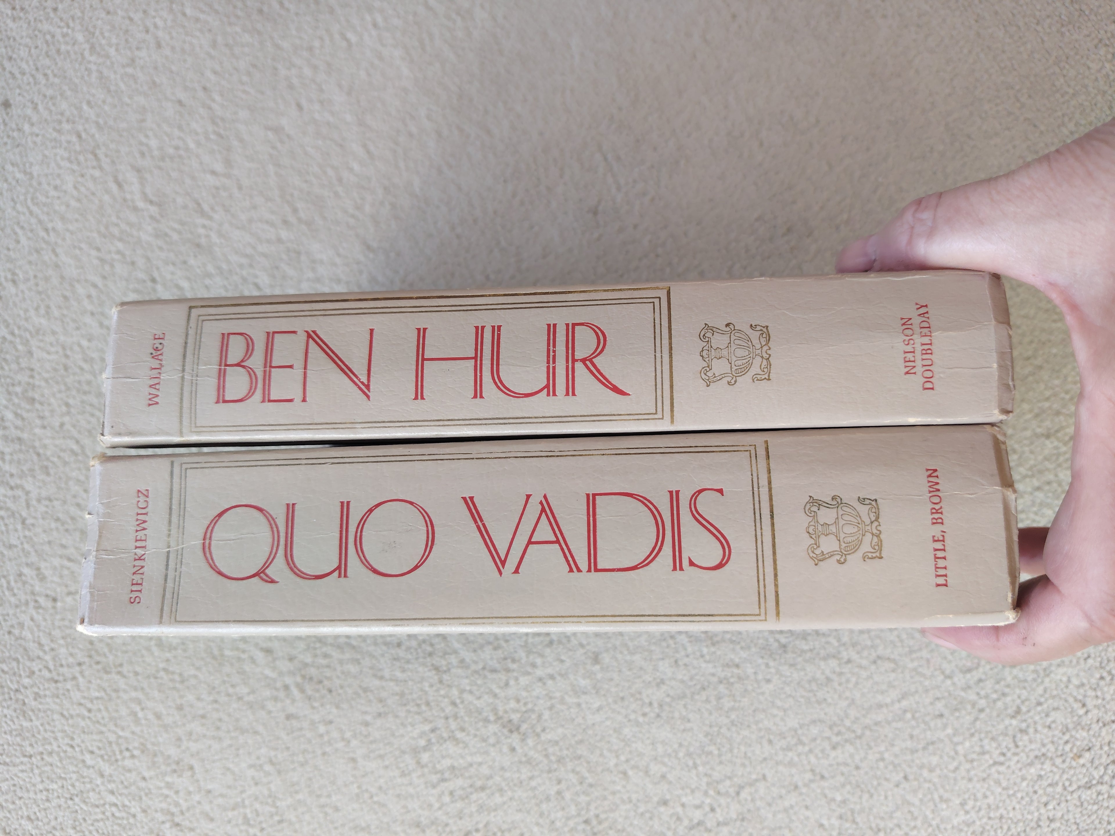 Two Classic Titles Quo Vadis by Henryk Sienkiewicz  and Ben Hur by Lew Wallace Nelson Doubleday and Little Brown