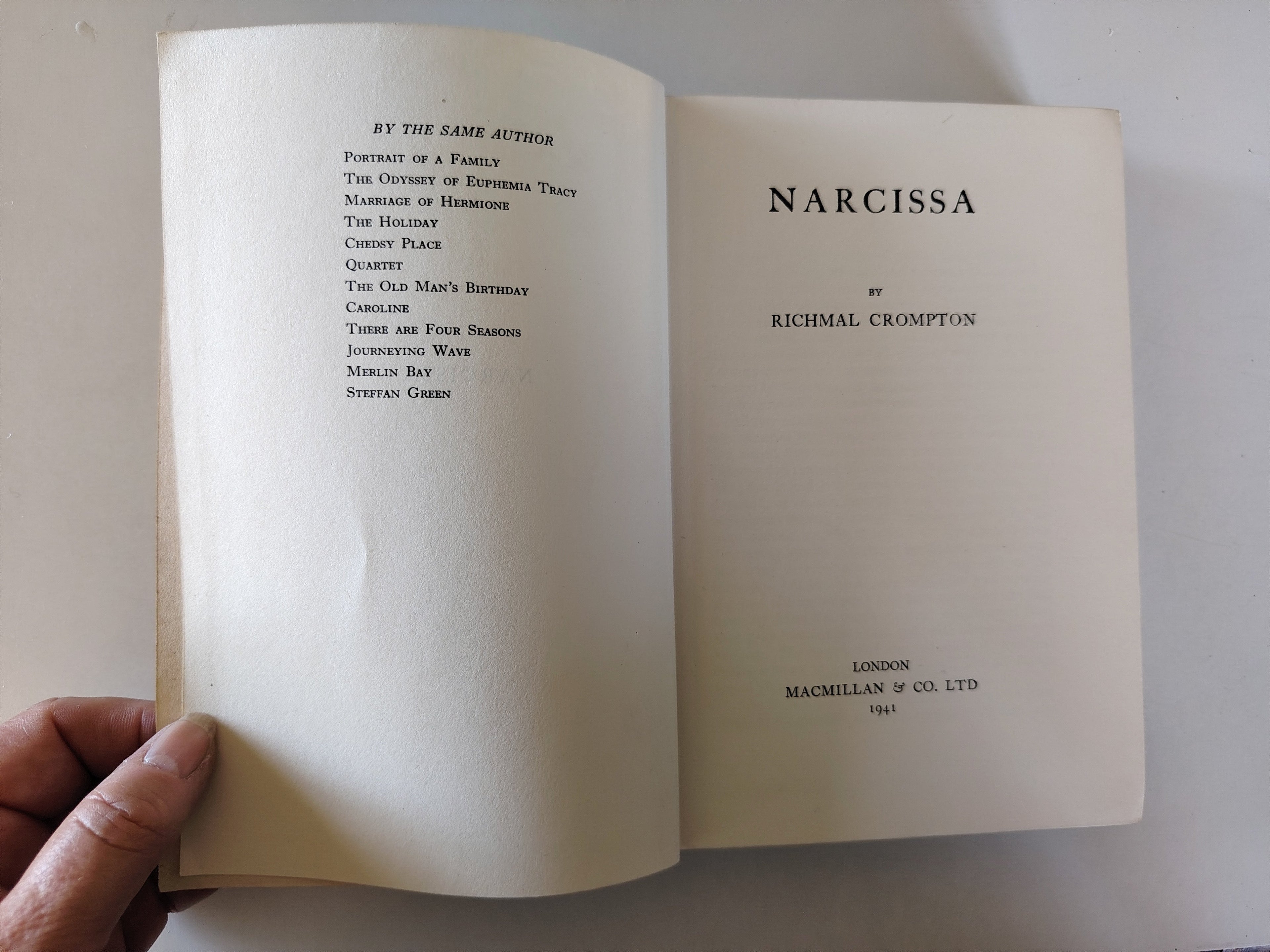Narcissa by Richmal Crompton July 1941 First Edition Reprint Macmillan & Co