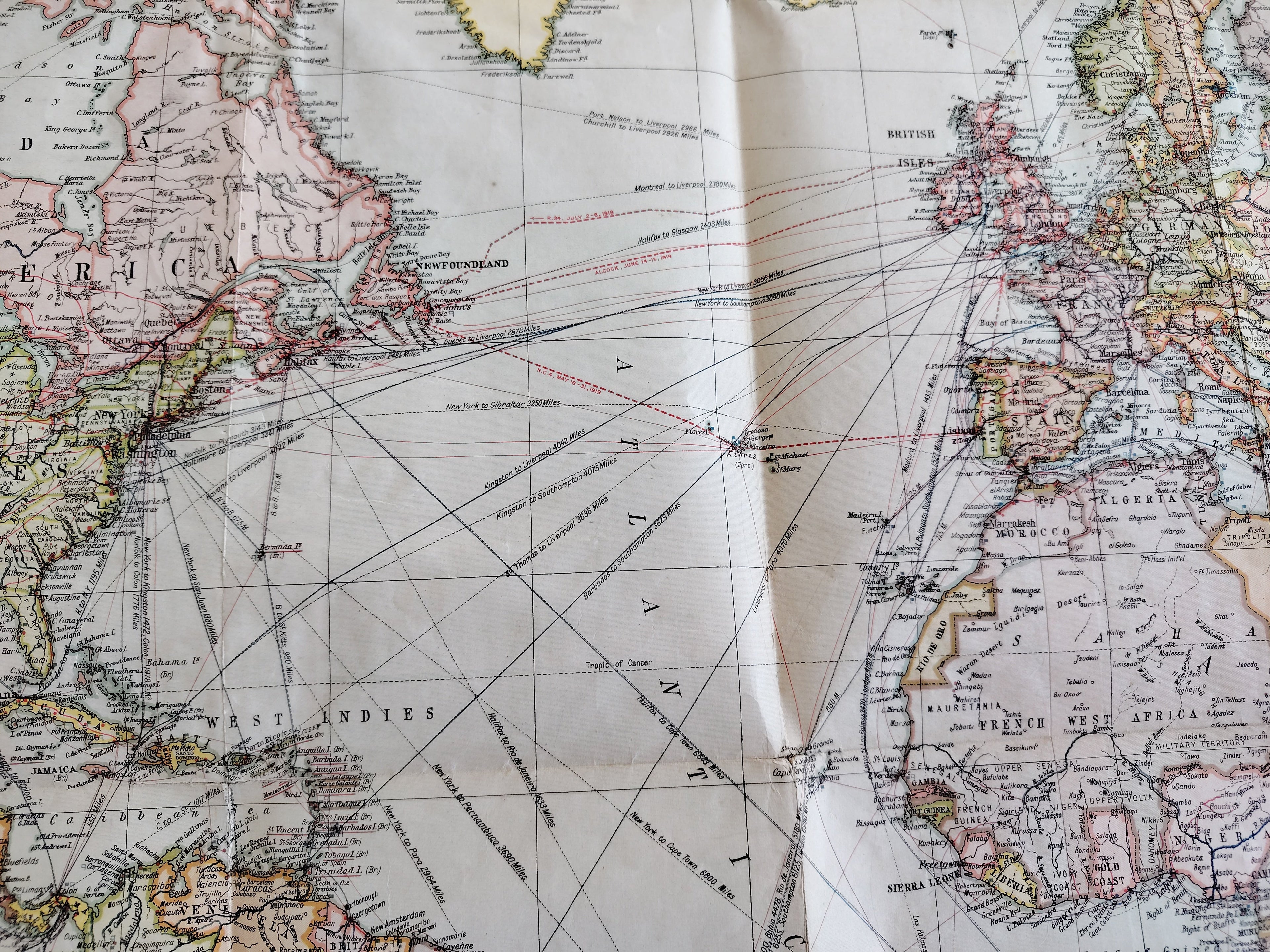 Geographia Commercial & Political Map of the World by Alexander Gross c1920 in Original Cloth Folder