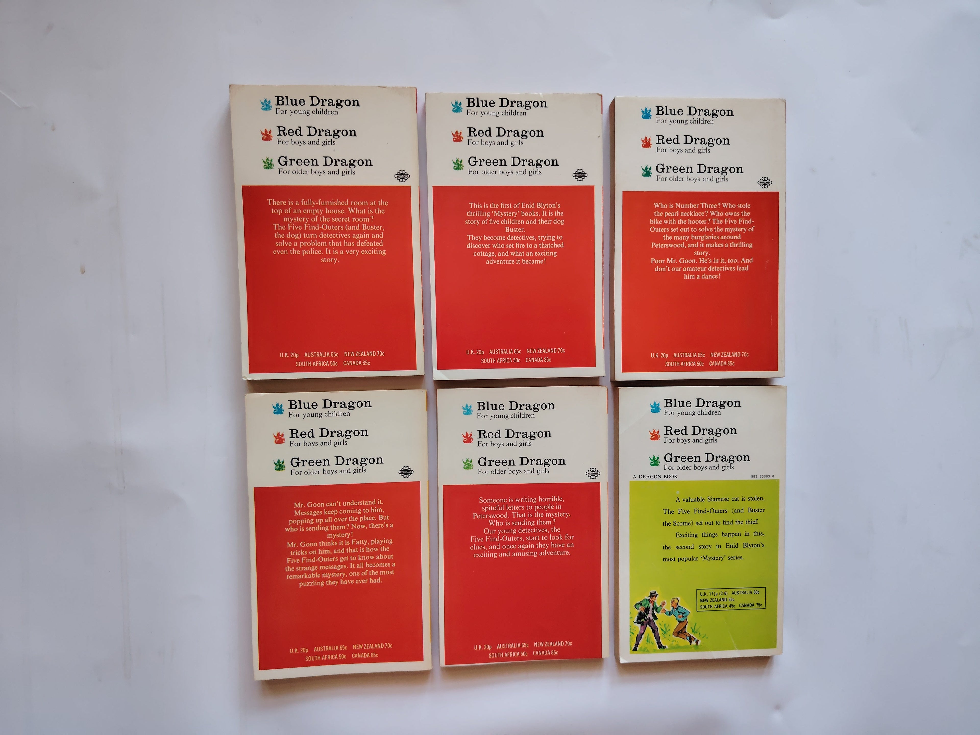 Six Enid Blyton The Mystery of The Secret Room, Strange Messages, Burnt Cottage, Missing Necklace, Spiteful Letters, Disappearing Cat 1971 and 1972