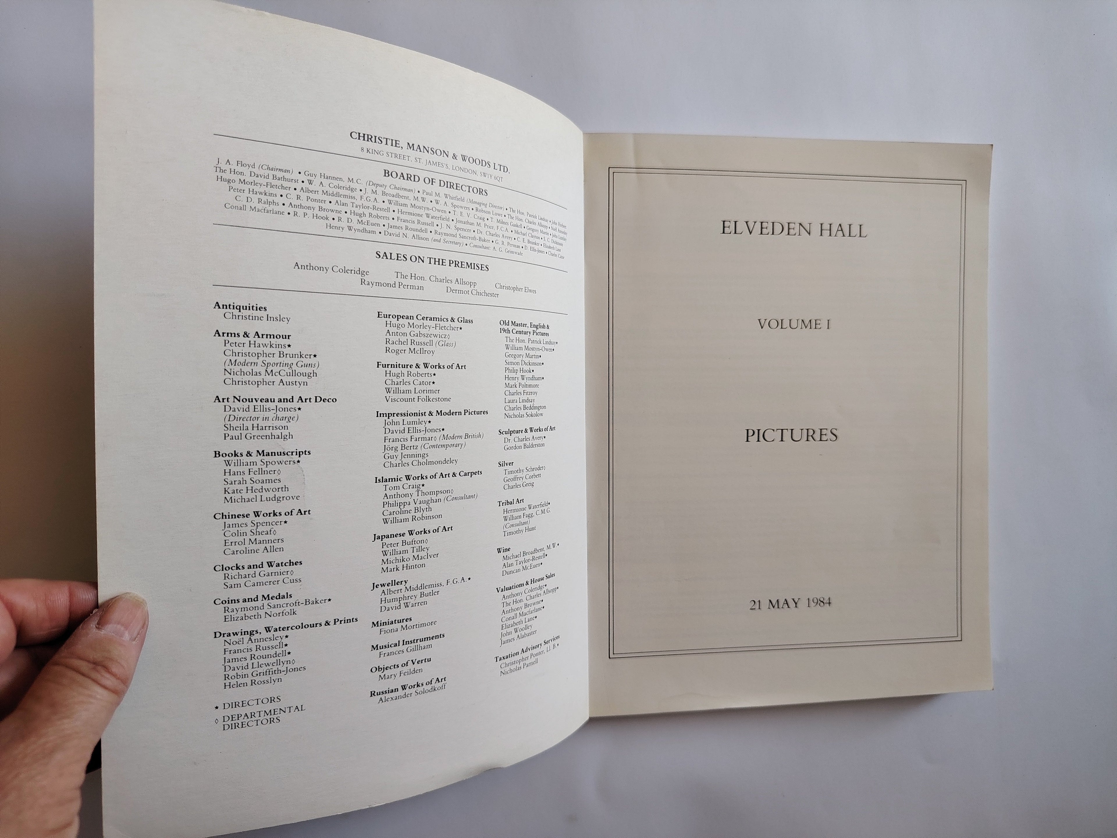 Elveden Hall Thetford Norfolk Christie's on the Premises Auction Sale Catalogue Volume I 1984