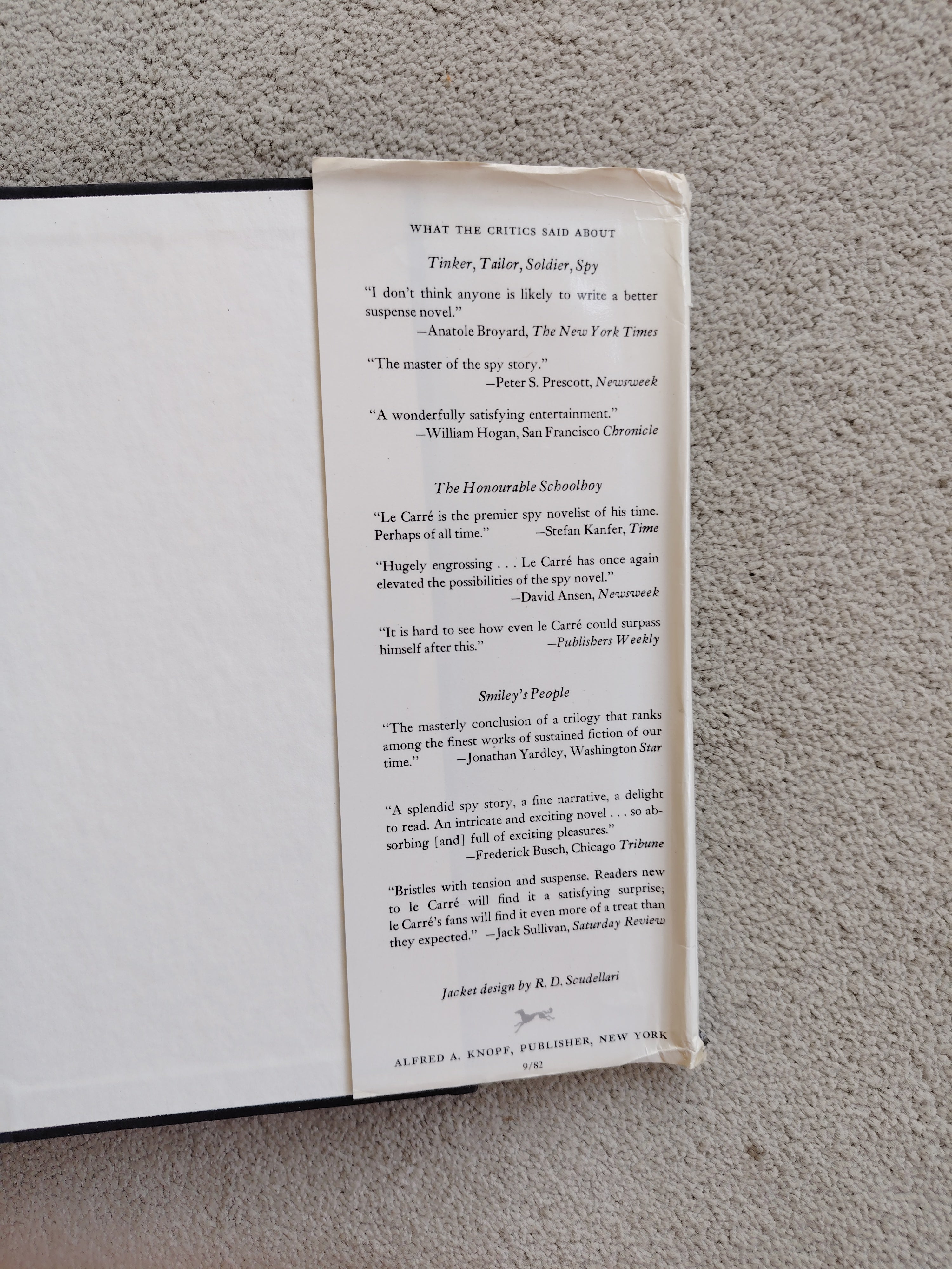 The Quest for Karla by John le Carre Tinkler Tailor Soldier Spy, The Honourable Schoolboy and Smiley's People First US Edition Alfred A Knopf 1982