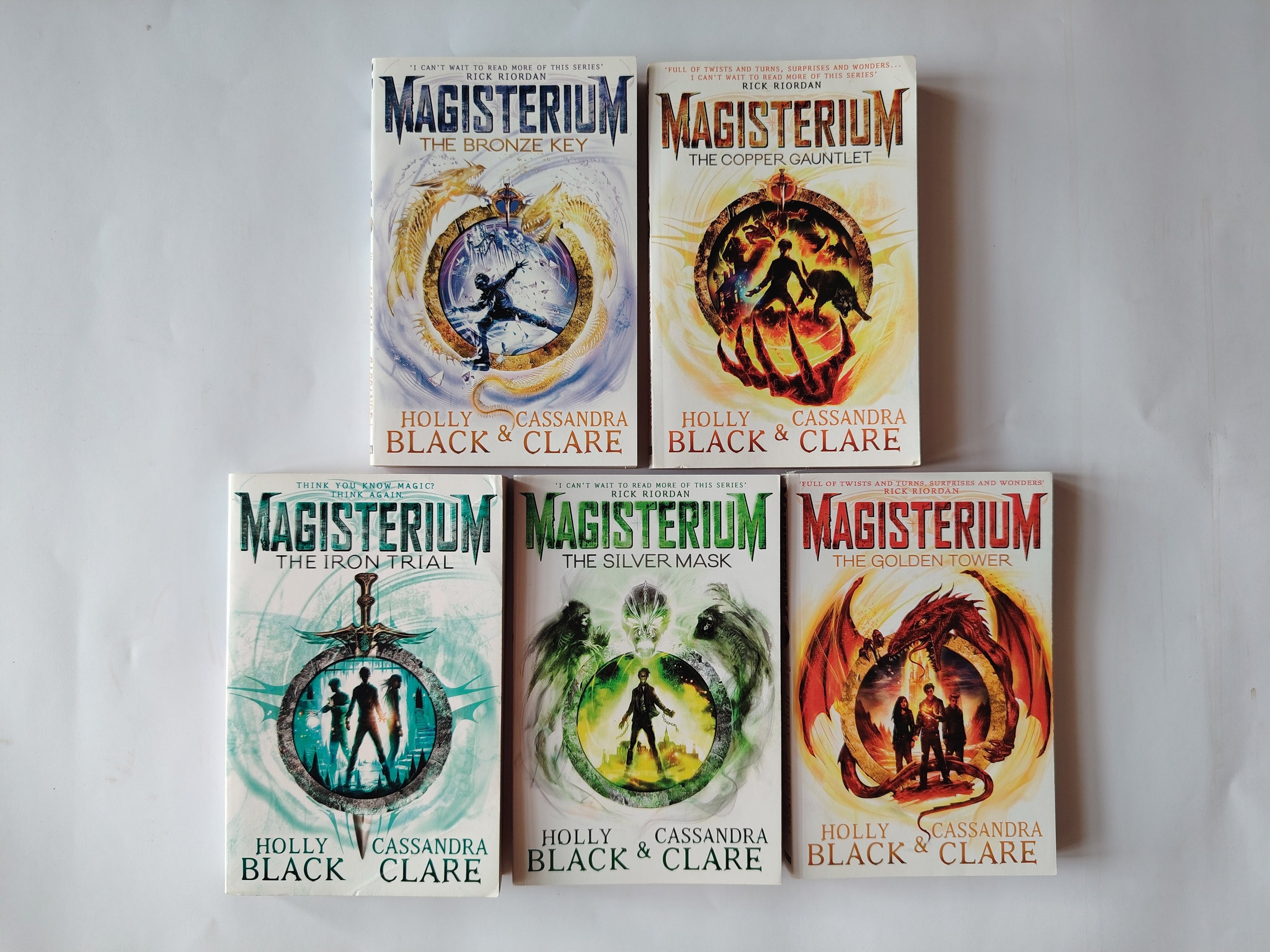 Five Book Magisterium Series by Holly Black and Cassandra Clare The Iron Trial, The Golden Tower, The Bronze Key, The Copper Gauntlet, The Silver Mask