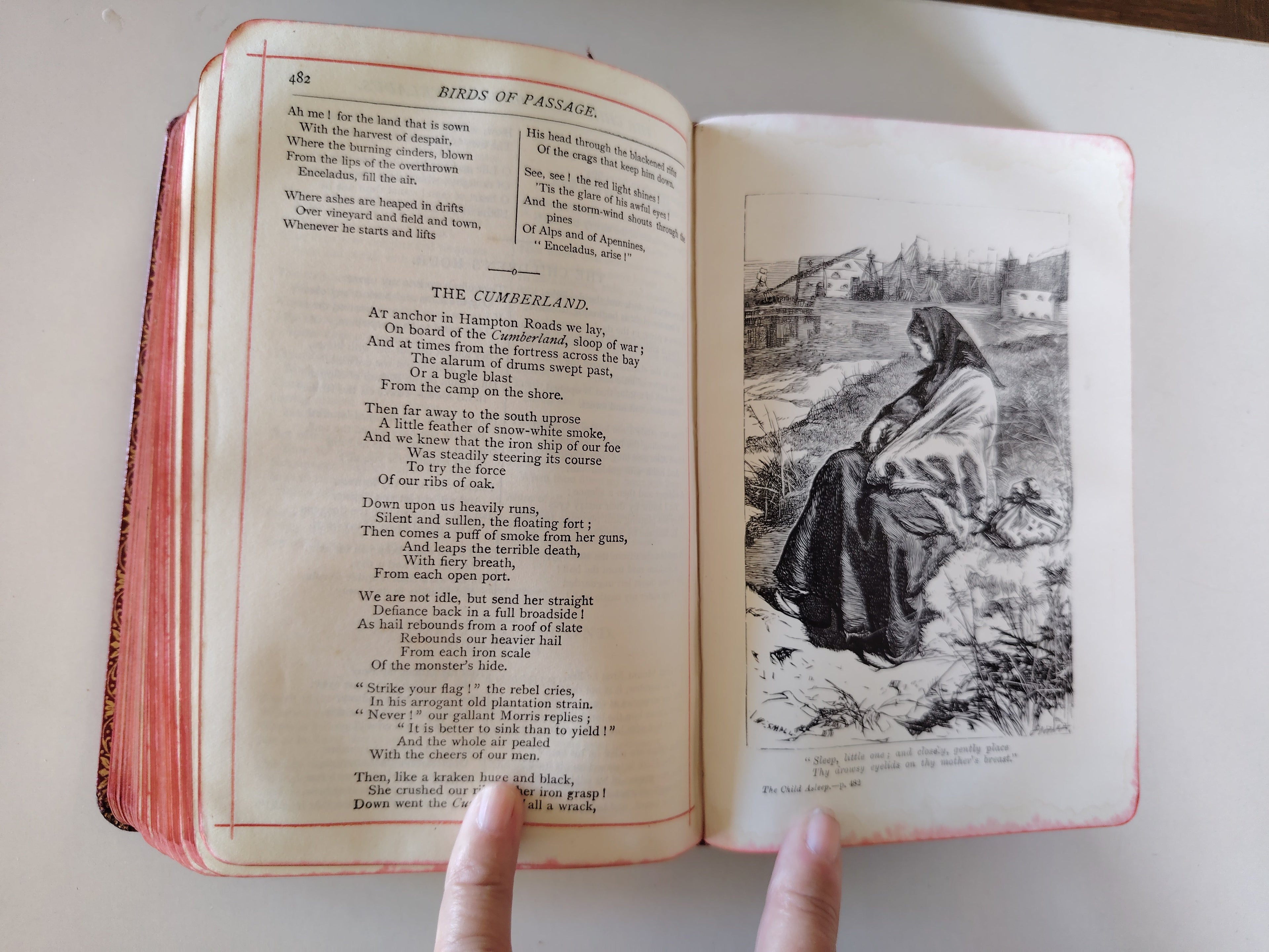 The 'Lansdowne' Poets The Poetical Works of Longfellow with Illustrations and Portrait Red Leather Frederick Warne & Co Undated c1900