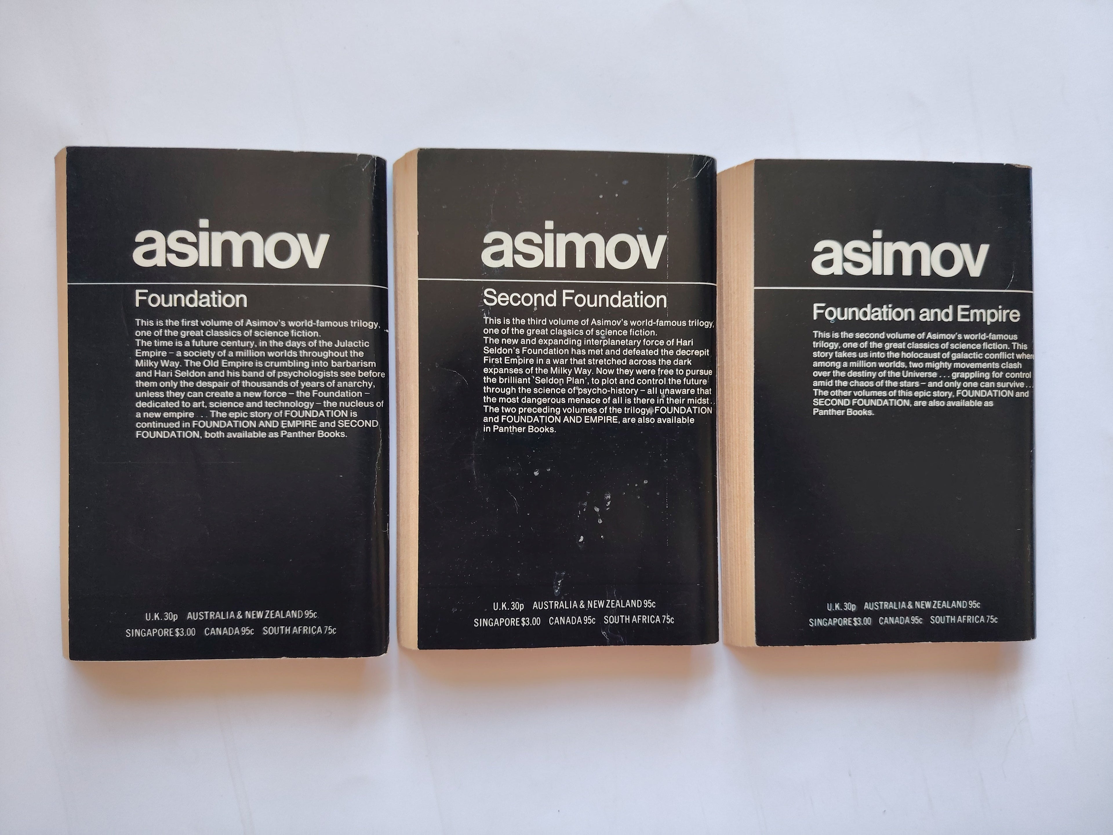 Foundation Trilogy Panther Science Fiction Isaac Asimov 1972 Foundation, Second Foundation, Foundation and Empire