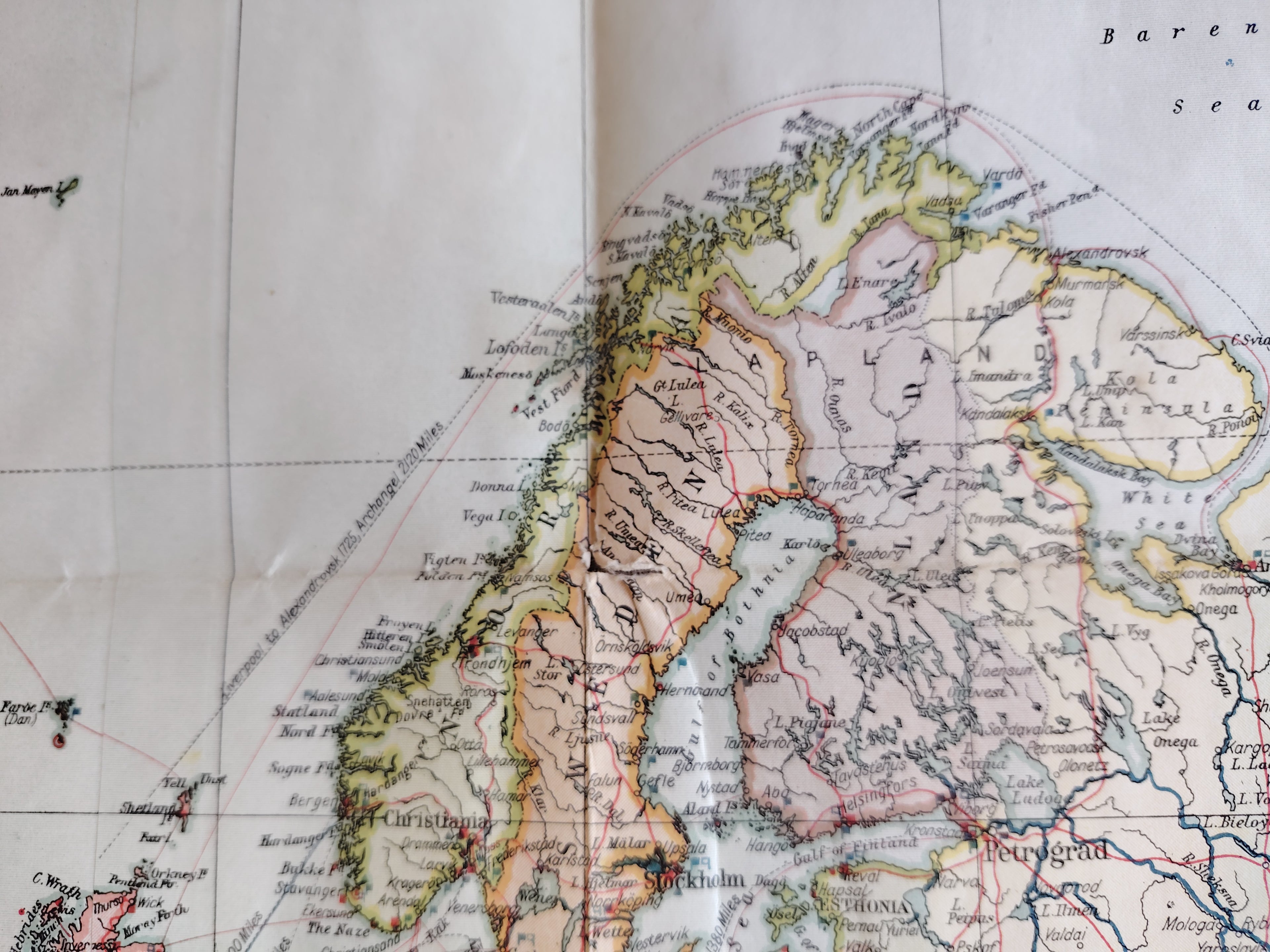 Geographia Commercial & Political Map of the World by Alexander Gross c1920 in Original Cloth Folder