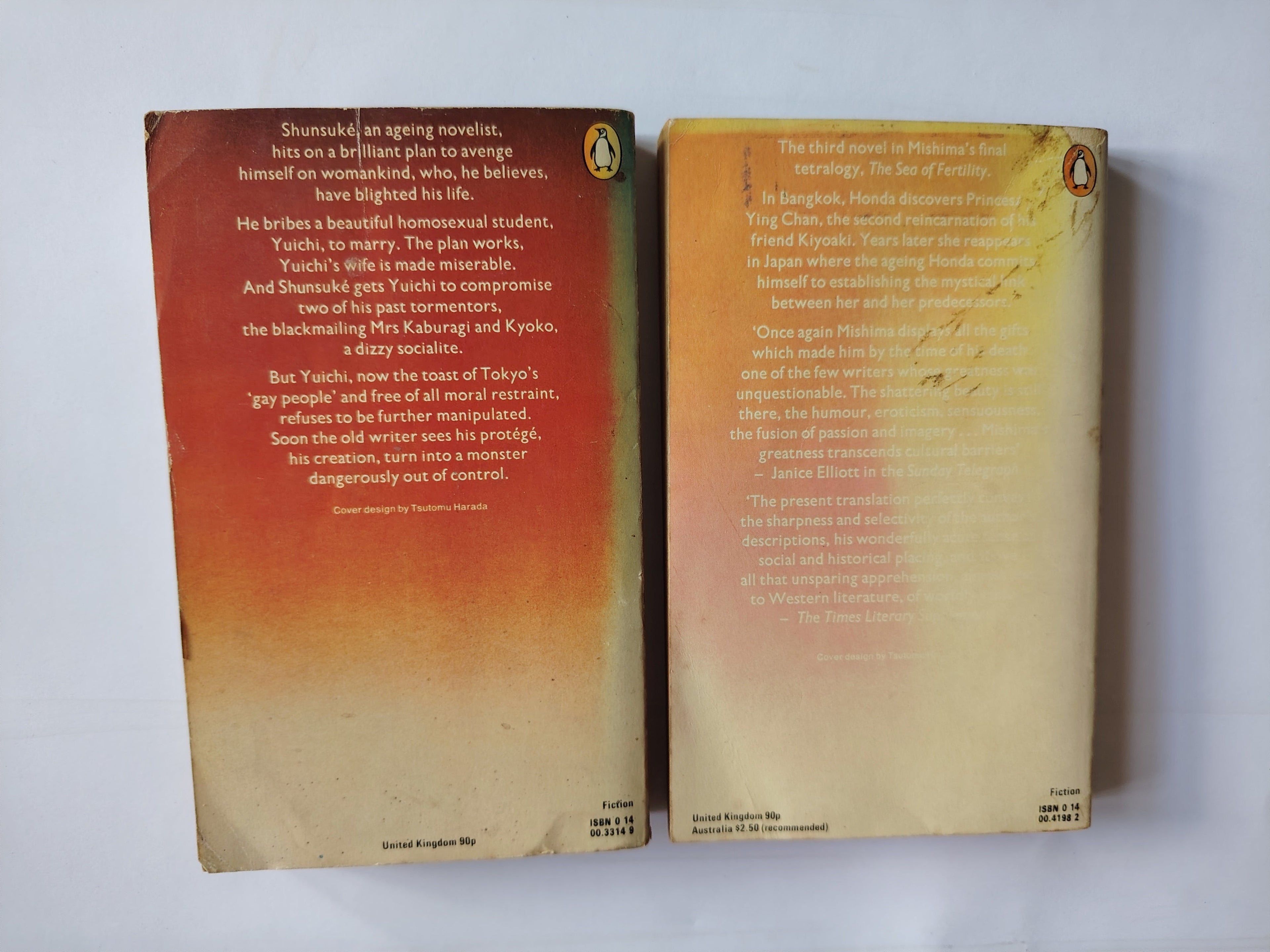 Two Yukio Mishima Vintage Penguin Paperback Books Forbidden Colours and The Temple of Dawn
