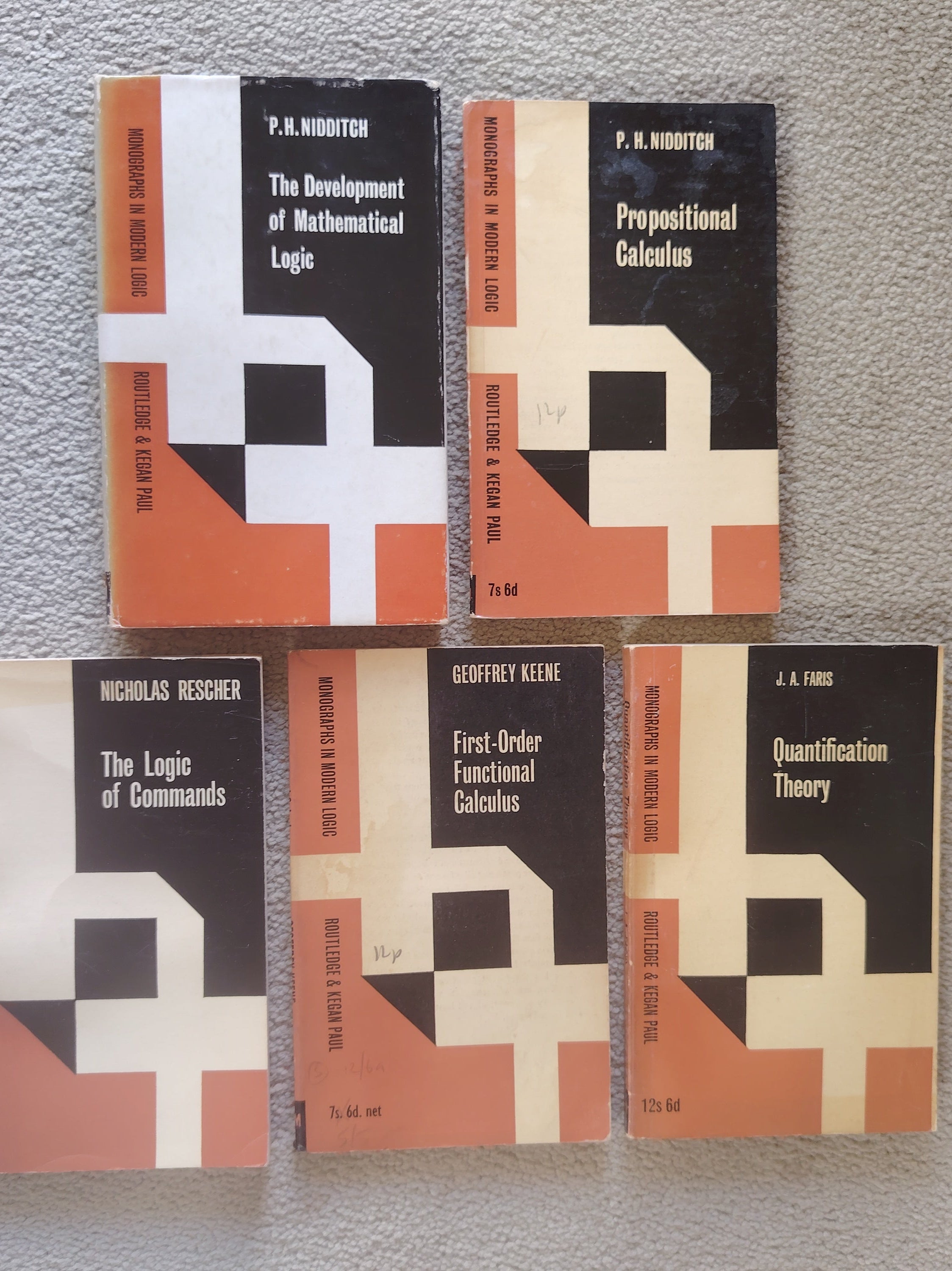 Five Books in the Monographs in Modern Logic Series Published by Routledge & Kegan Paul 1962-1972 Mathematics