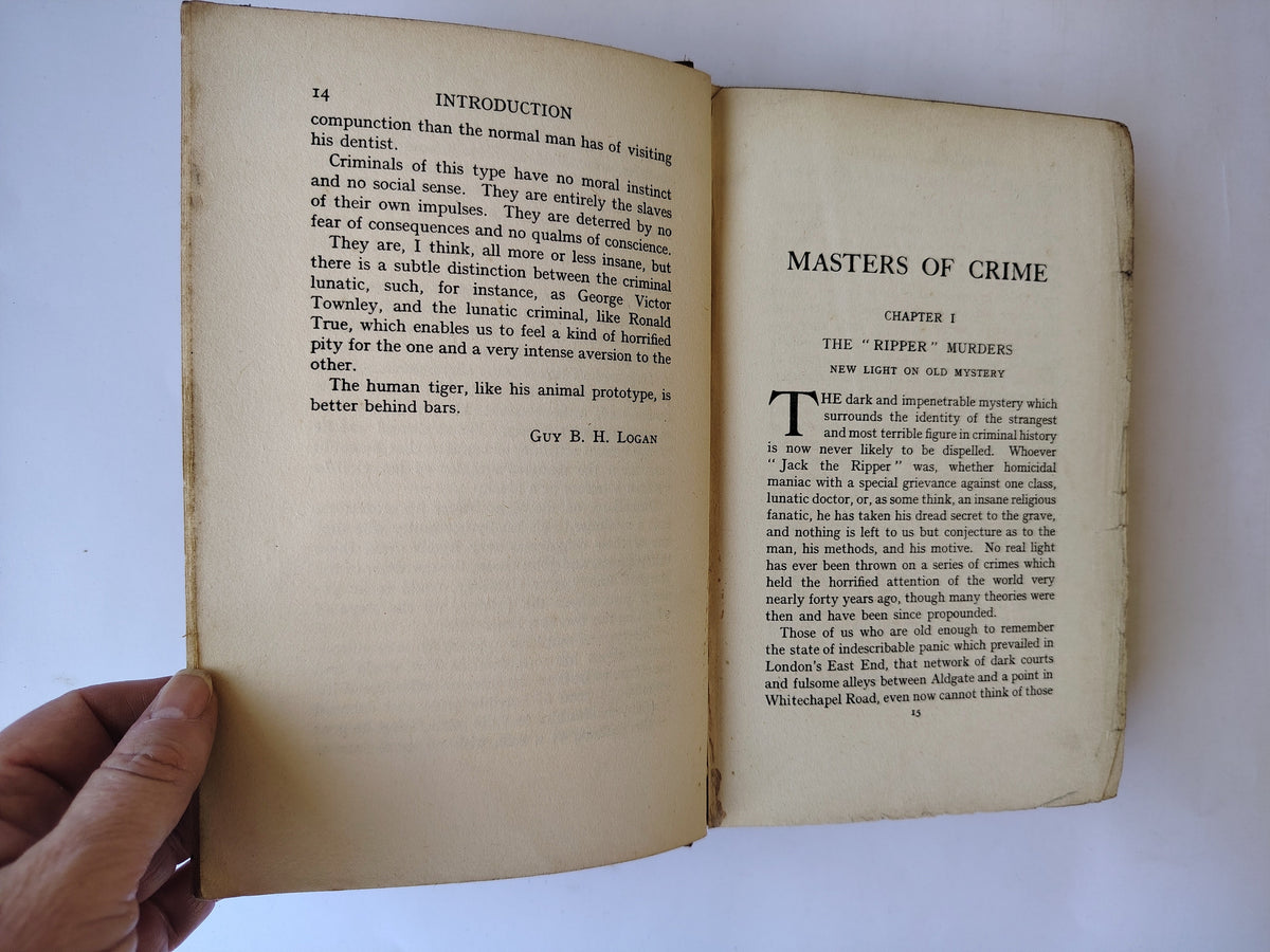 Masters of Crime Studies of Multiple Murders by Guy B H Logan First Edition Book 1928
