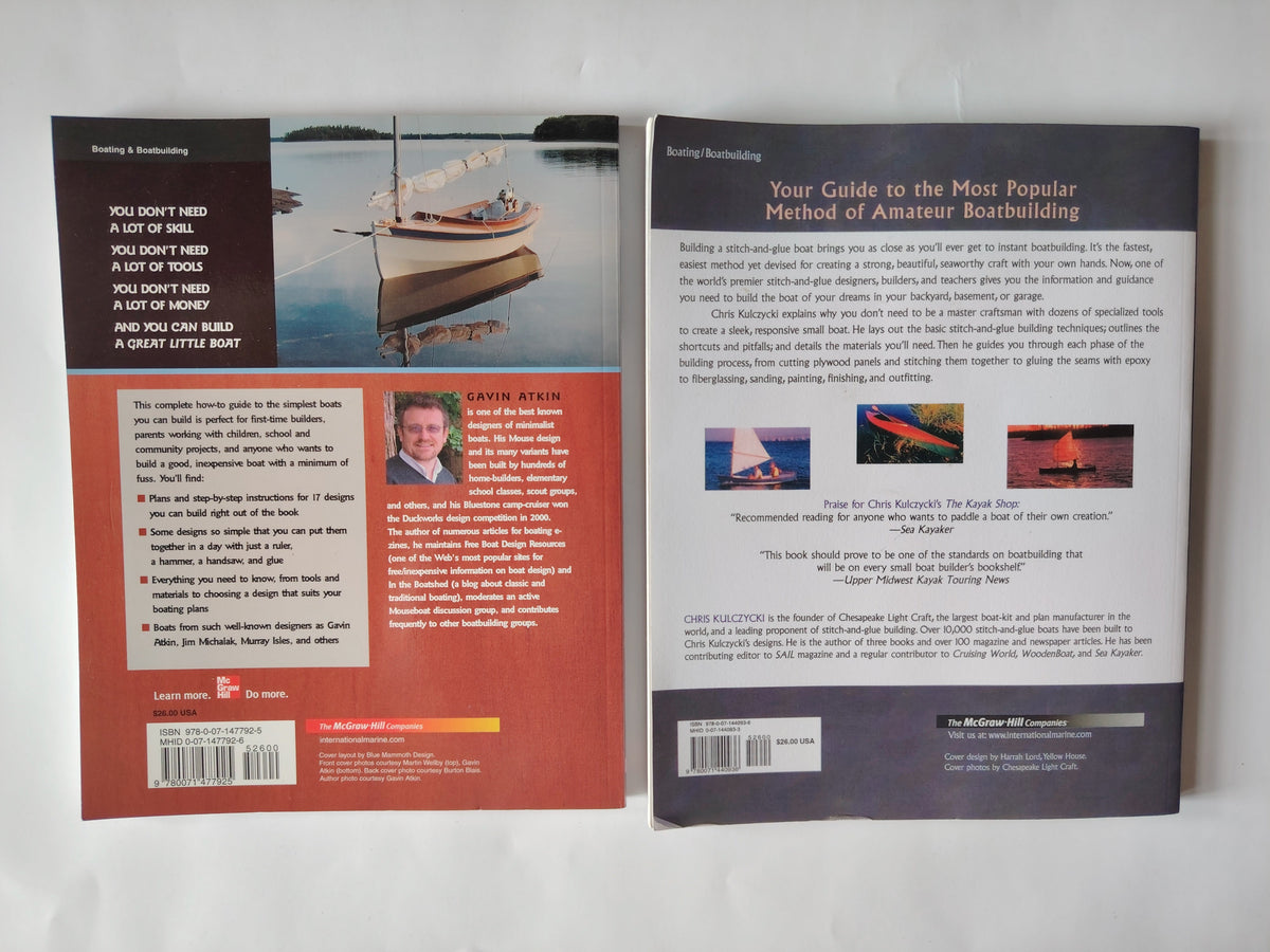 Ultra Simple Boatbuilding by Gavin Atkin and Stitch and Glue Boatbuilding by Chris Kulczycki Illustrated Paperback Books