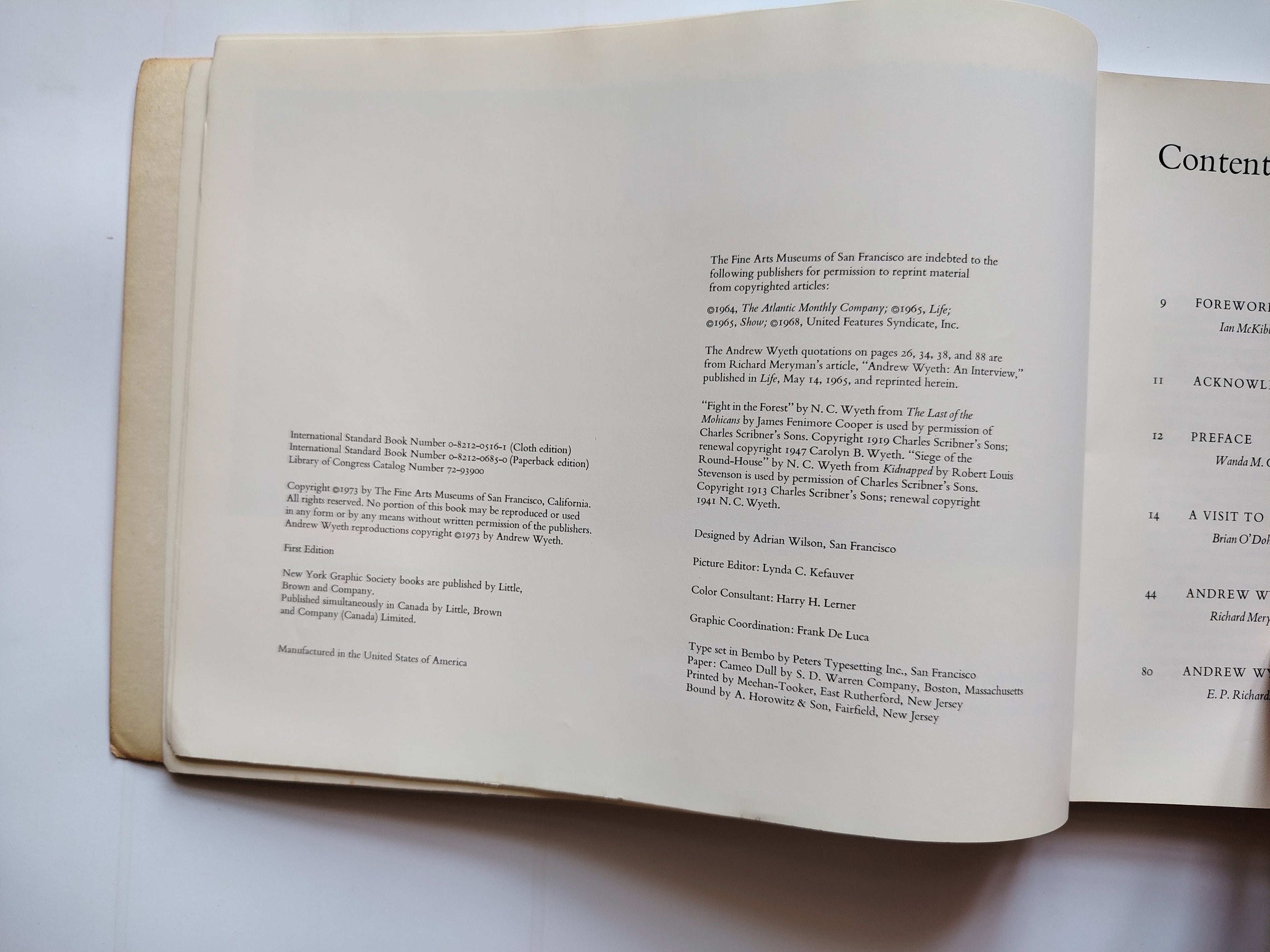 The Art of Andrew Wyeth by Wanda M Corn With Contributions by Brian O'Doherty Richard Meryman and E P RichardsonFirst Edition 1973