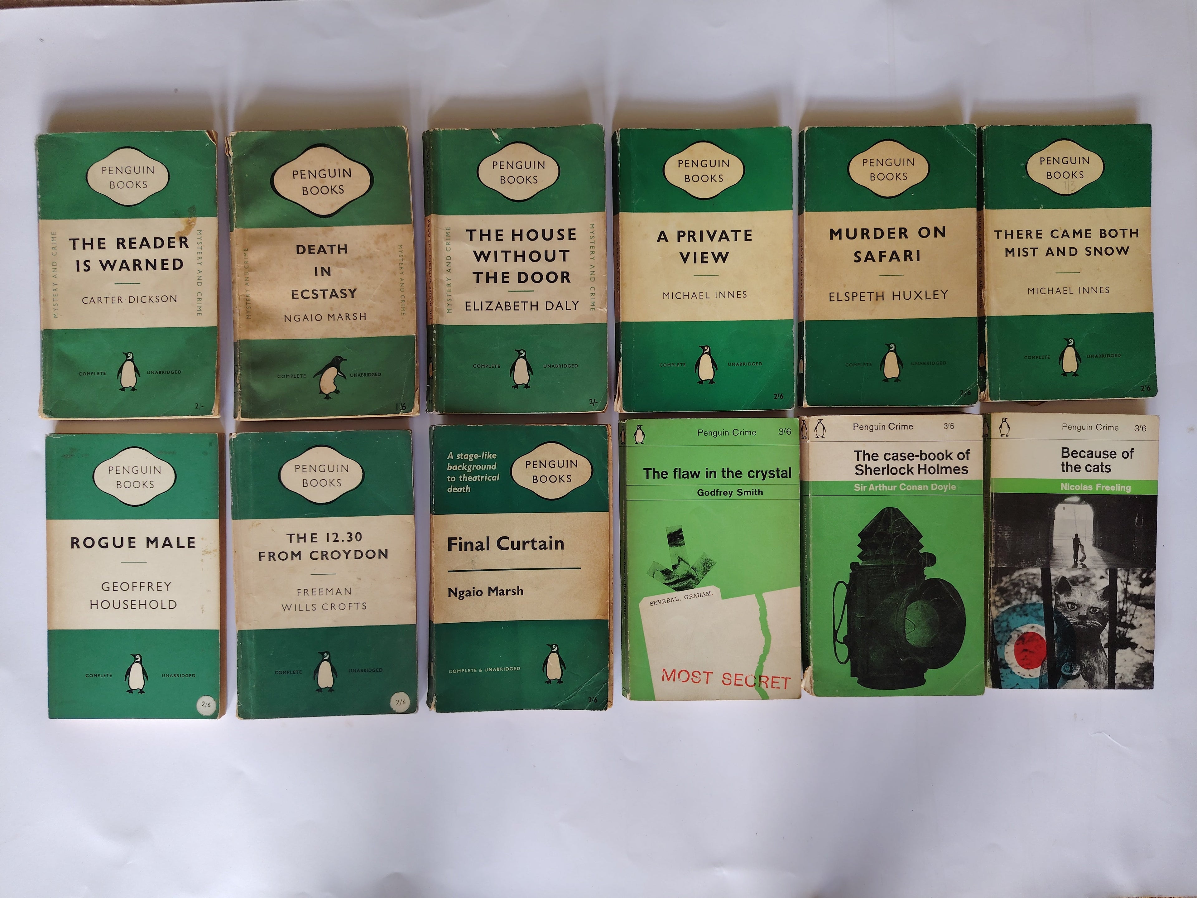 Vintage Penguin Crime Paperbacks Conan-Doyle, Freeling, Smith, Wills Crofts, Ngaio Marsh, Household, Huxley, Innes, Daly, Dickson