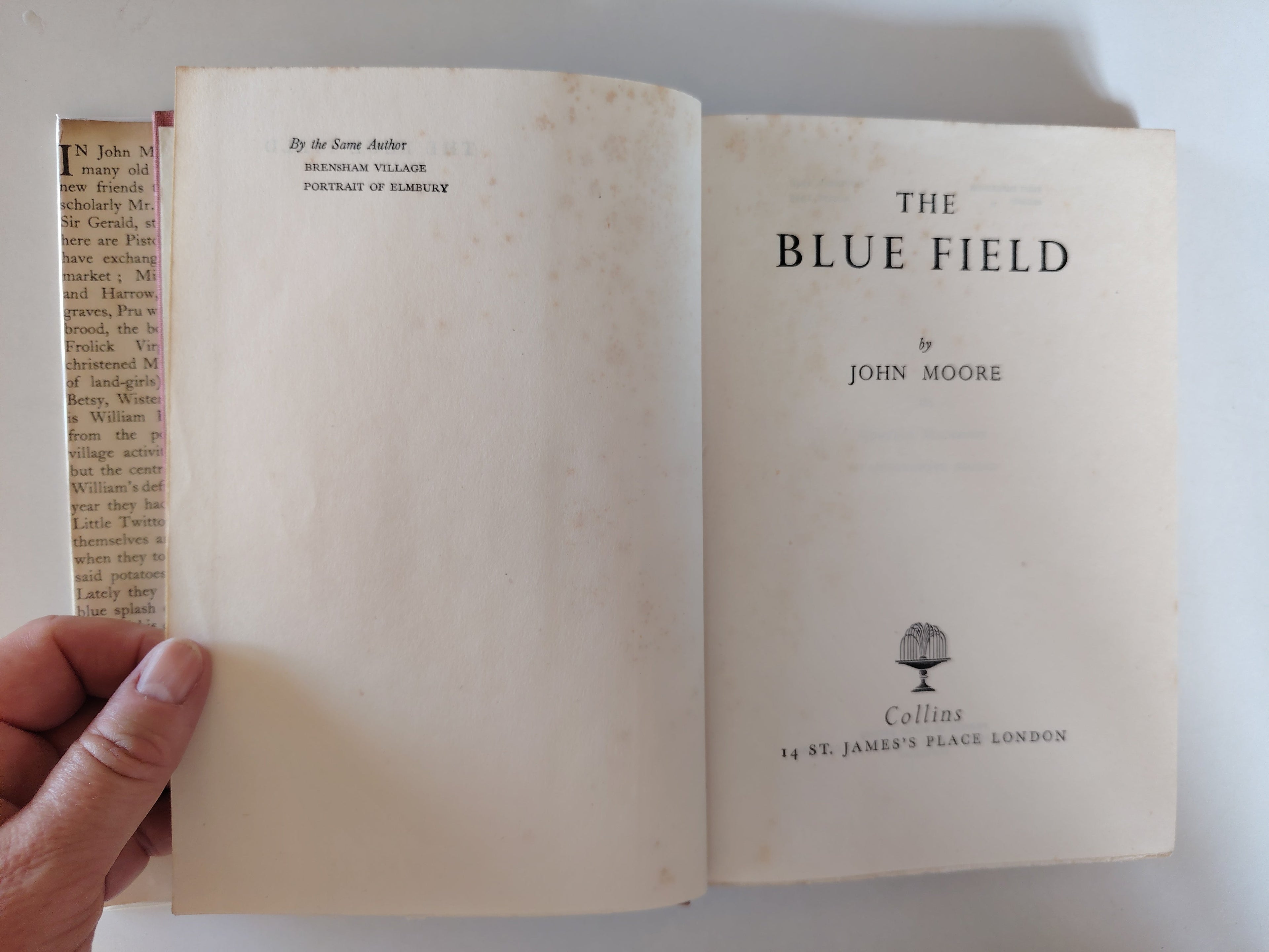 The Blue Field by John Moore First Edition Second Impression August 1949 with Dustjacket