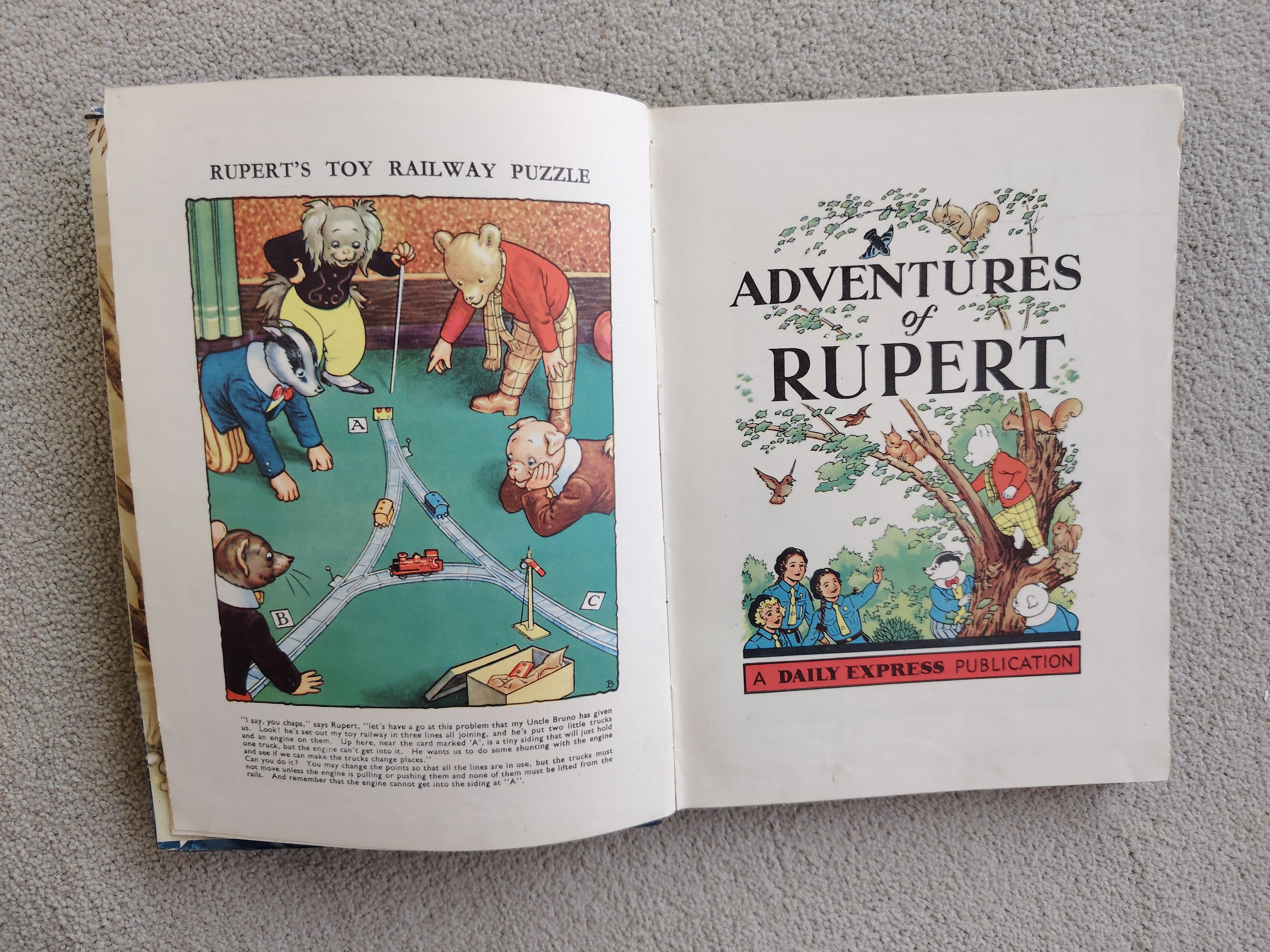 Adventures of Rupert Book The Daily Express Annual 1950 Hardcover Book
