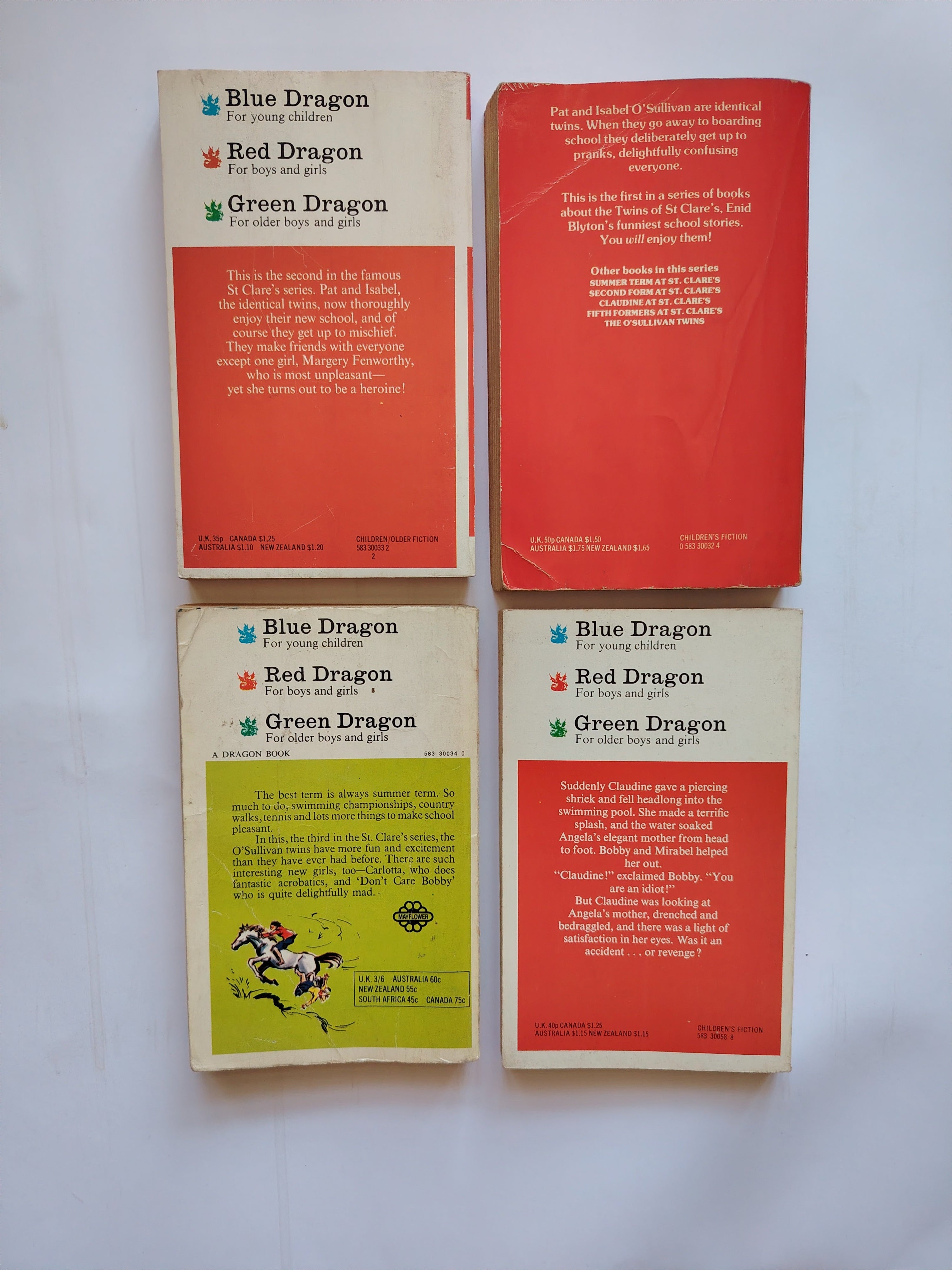 Four Enid Blyton St Clare's, The O'Sullivan Twins, The Twins at St Clare's, Summer Term at St Clare's, Claudine at St Clare's