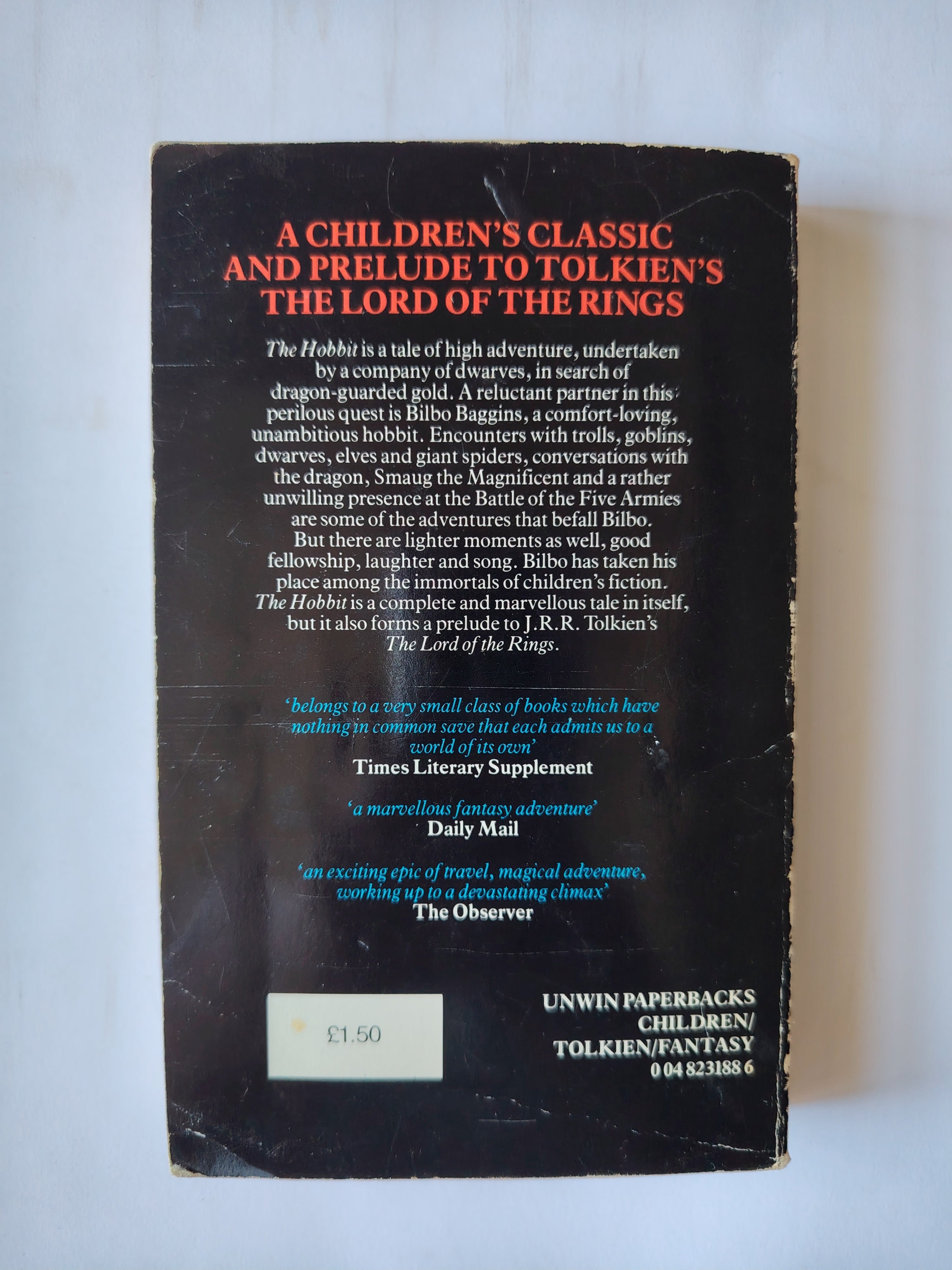 The Hobbit by J R R Tolkien Unwin Paperbacks Fourth Edition 1981