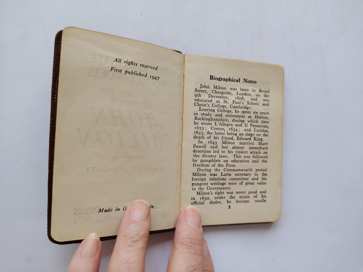 The Kingsgate Pocket Poets A Selection from the works of Alfred Tennyson and John Milton 1945 and 1947