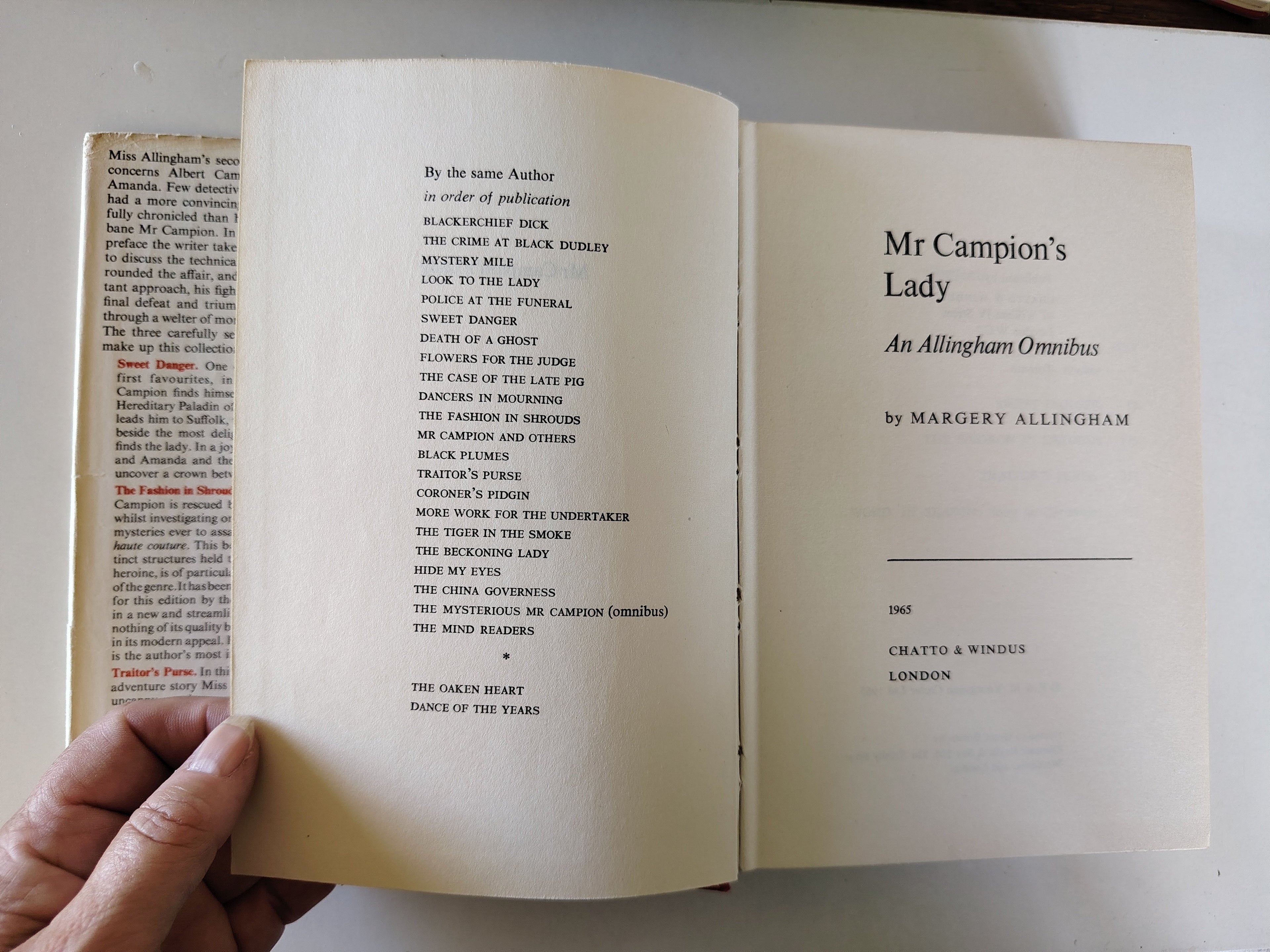 Mr Campion's Lady The Second Allingham Omnibus Margery Allingham First Edition Chatto & Windus 1965