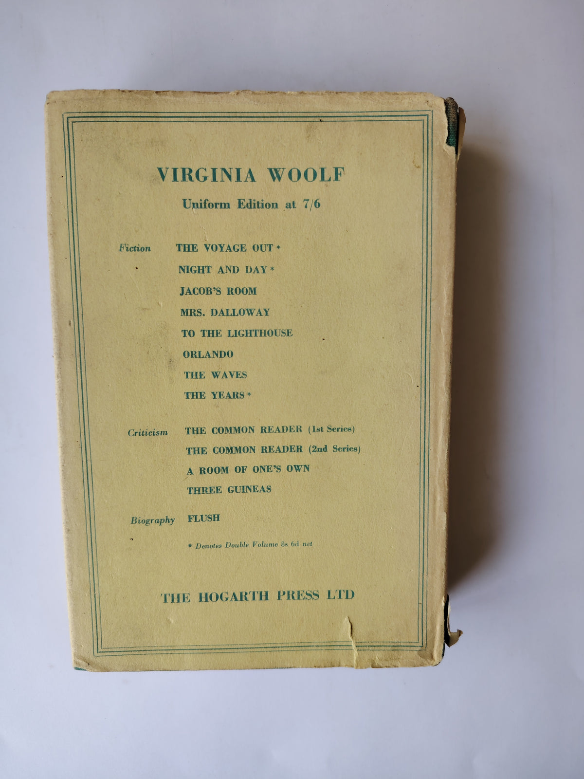 The Voyage Out A Novel by Virginia Woolf Uniform Edition The Hogarth Press 6th Impression 1949