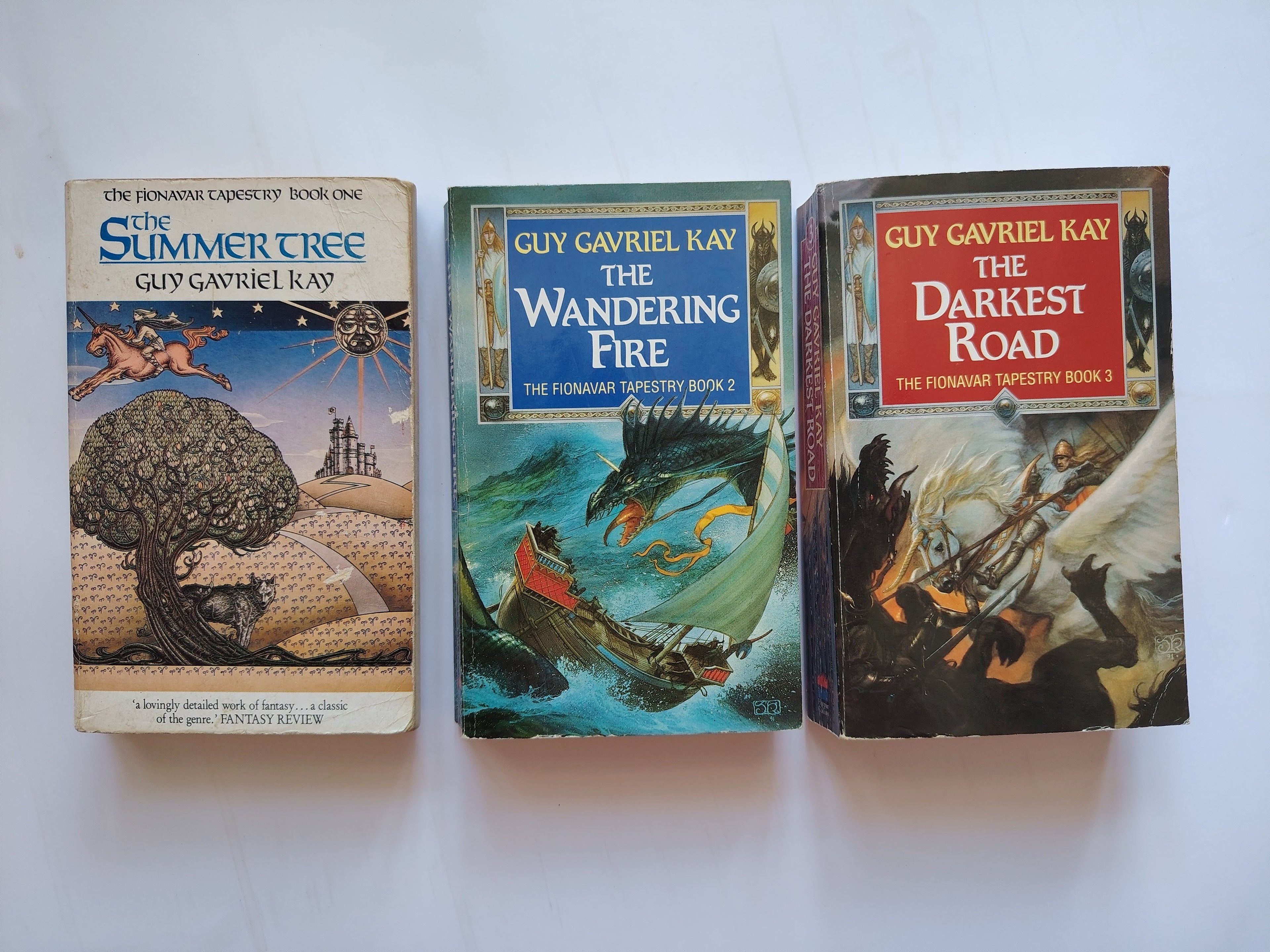 The Fionavar Tapestry Trilogy by Guy Gavriel Kay The Summer Tree, The Wandering Fire, The Darkest Road Fantasy Paperback Books