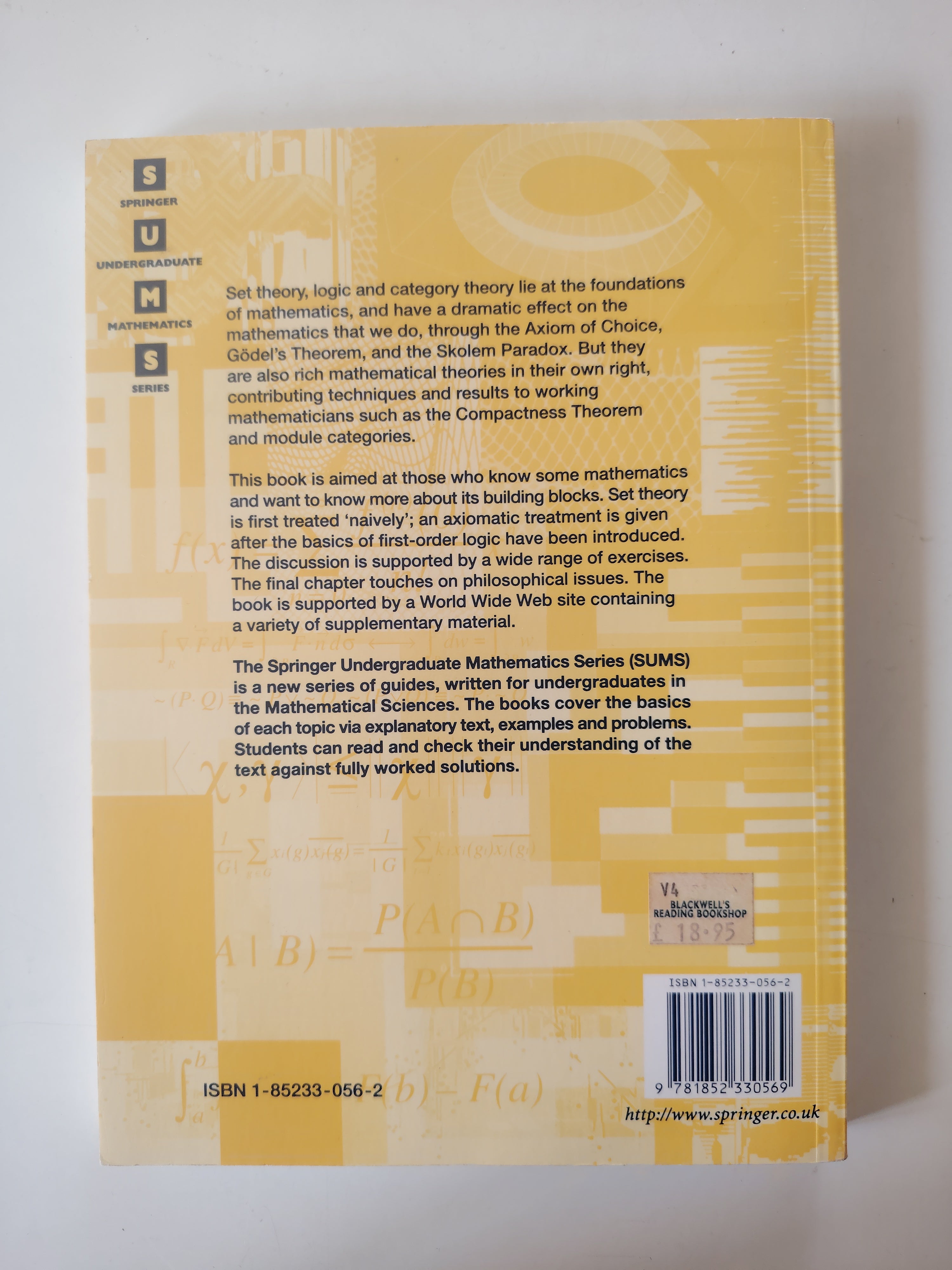Sets Logic and Categories by Peter J Cameron Published by Springer Undergraduate Mathematical Series in 1999
