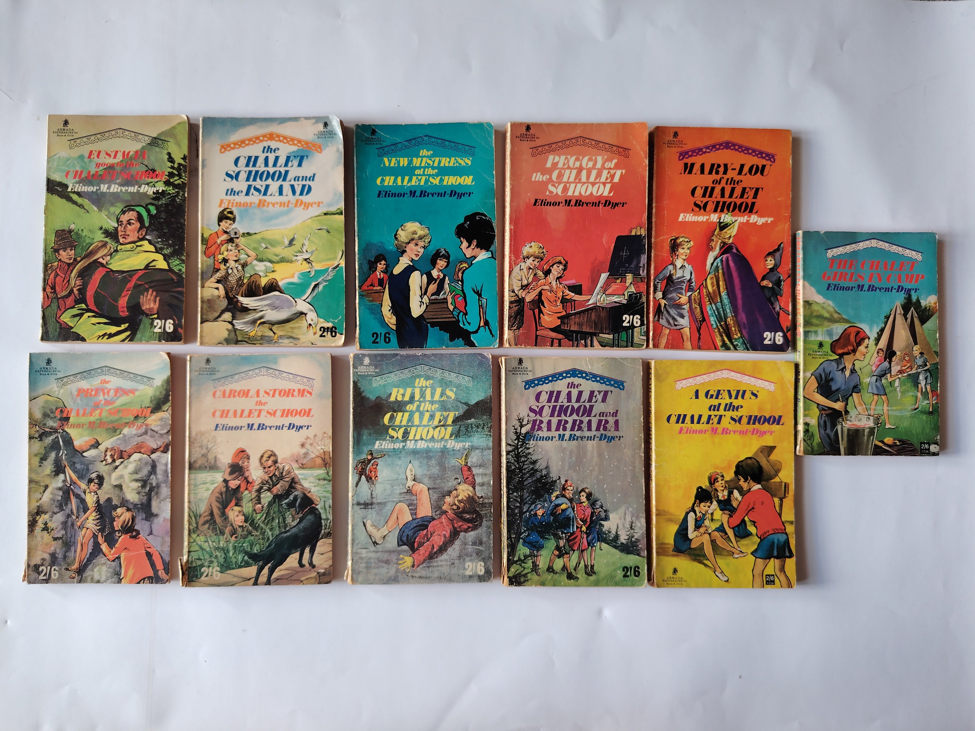 Elinor M Brent-Dyer Chalet School Armada Paperback Book Collection from 1967-1969