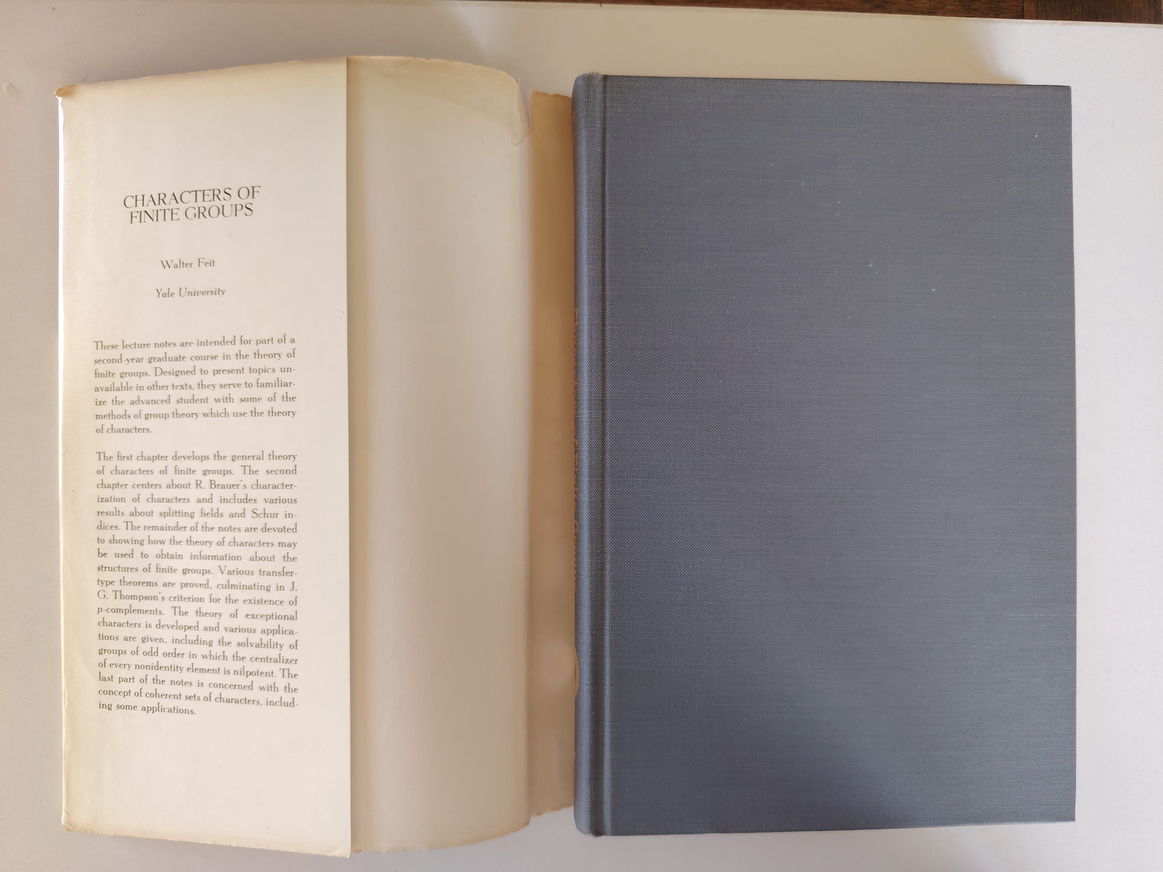 Characters of Finite Groups by Walter Feit First Edition 1967 Mathematics