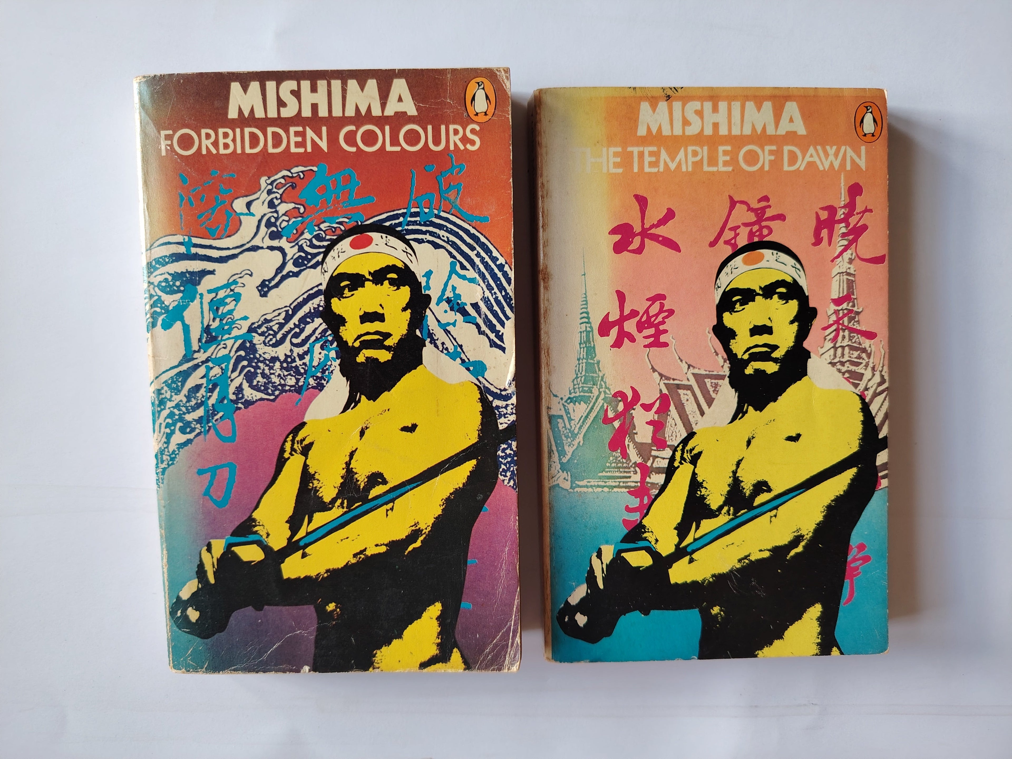 Two Yukio Mishima Vintage Penguin Paperback Books Forbidden Colours and The Temple of Dawn