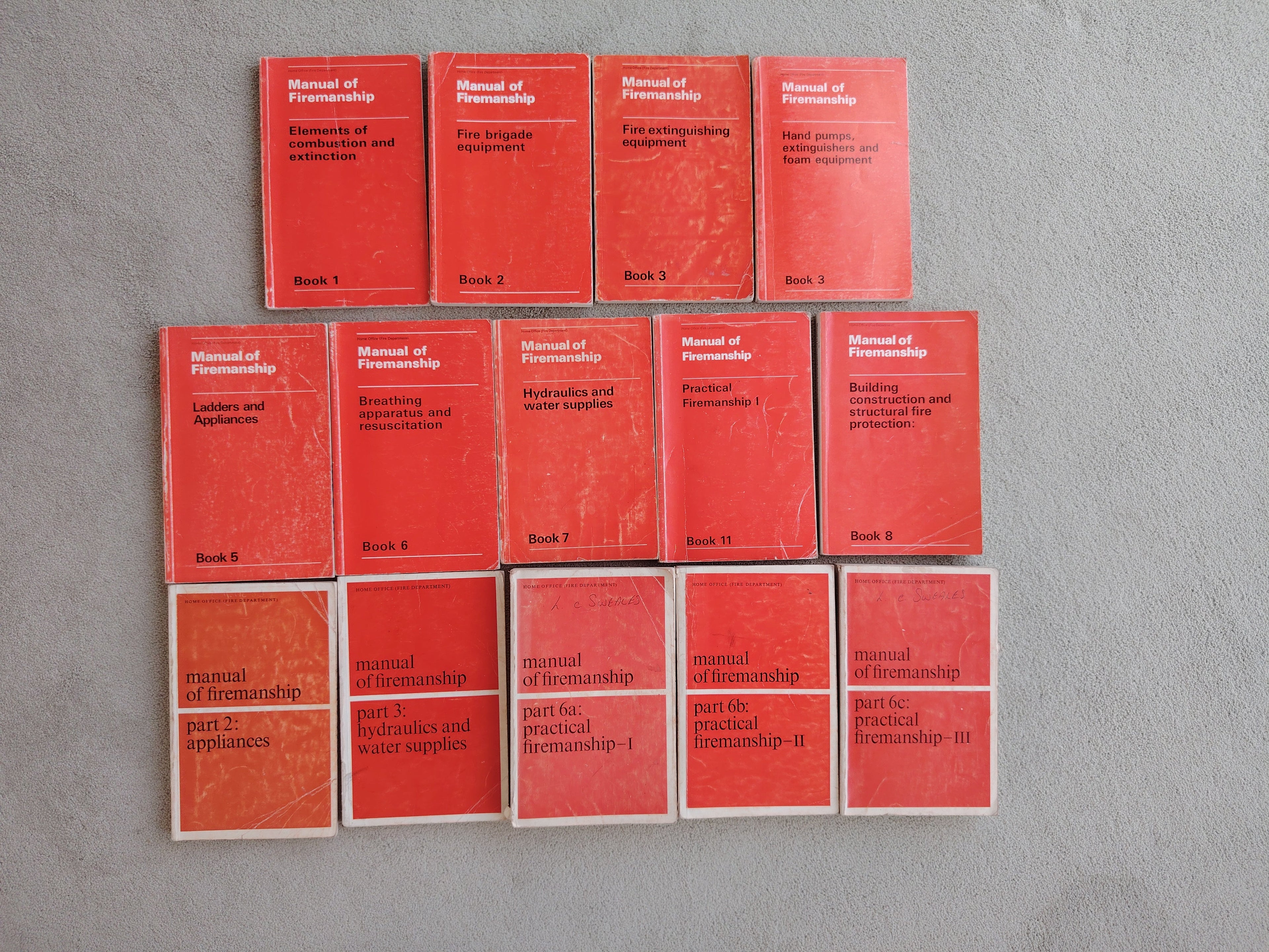 14 Books from the Manual of Firemanship Series published by the Home Office (Fire Department) 1970/80s