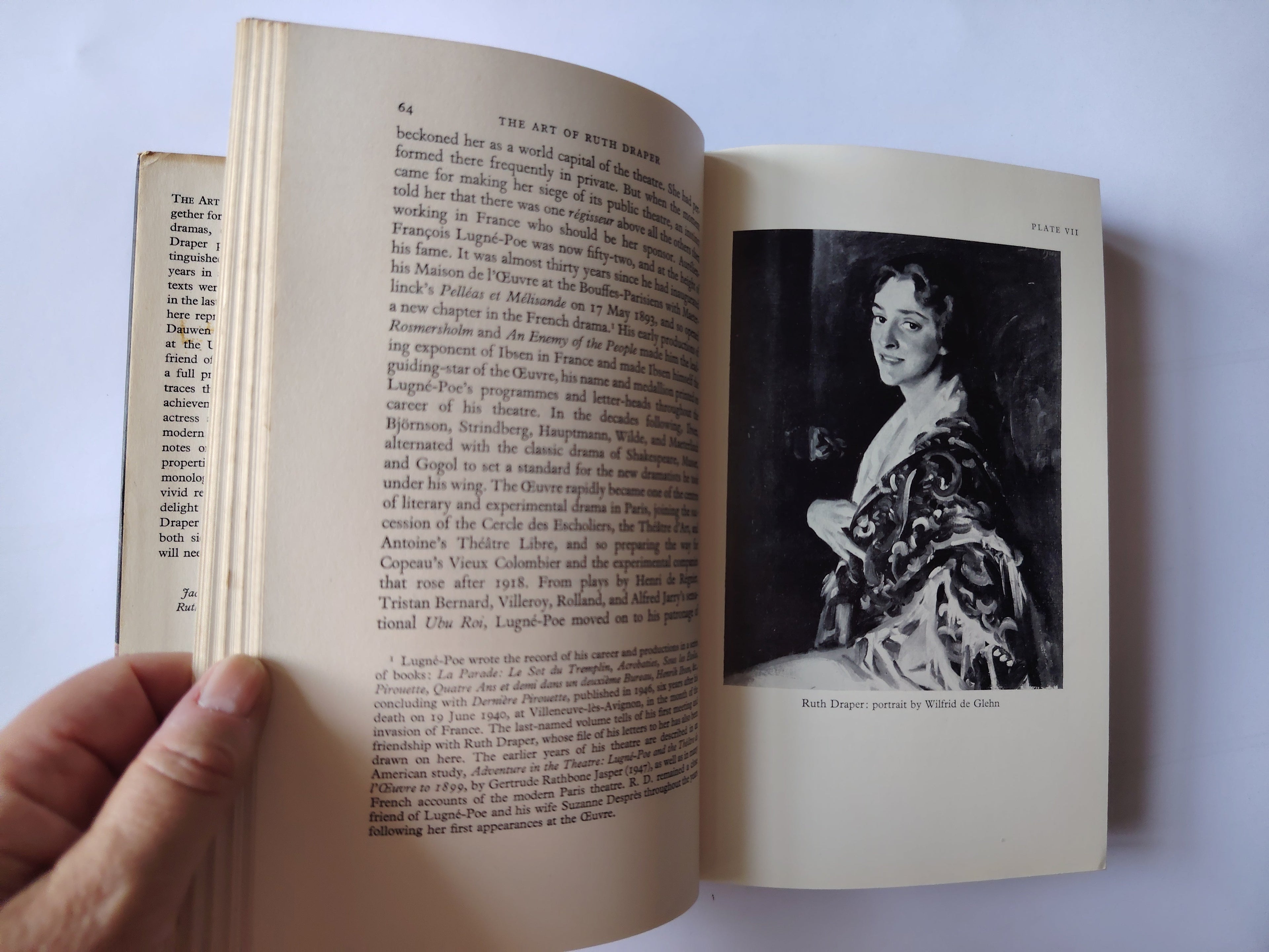 The Art of Ruth Draper Her Dramas and Characters with a Memoir by Morton Dauwen Zabel First UK Edition 1960 with a SIGNED Card of A Scottish Immigrant at Ellis Island, a portrait drawing by John Singer Sargent, London 1914