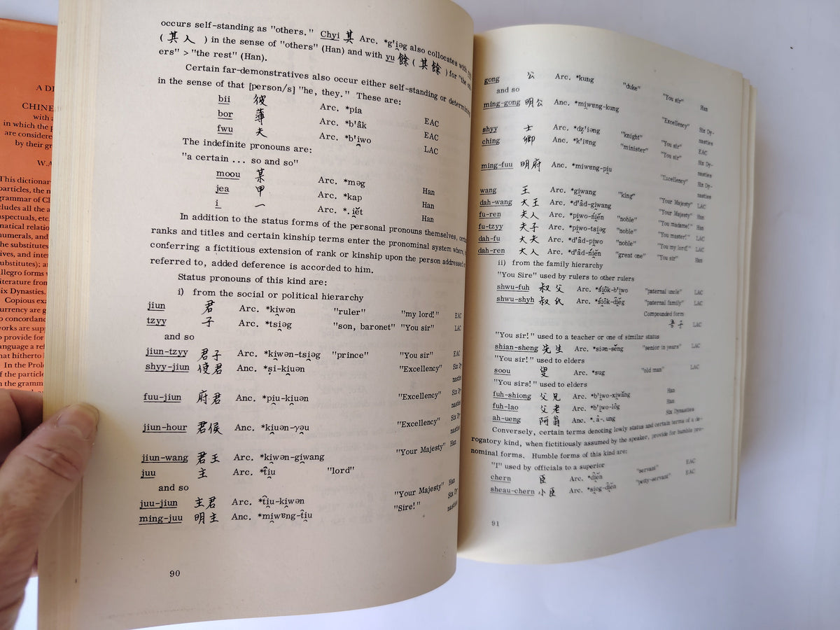 A Dictionary of the Chinese Particles by W A C H Dobson Published in 1976