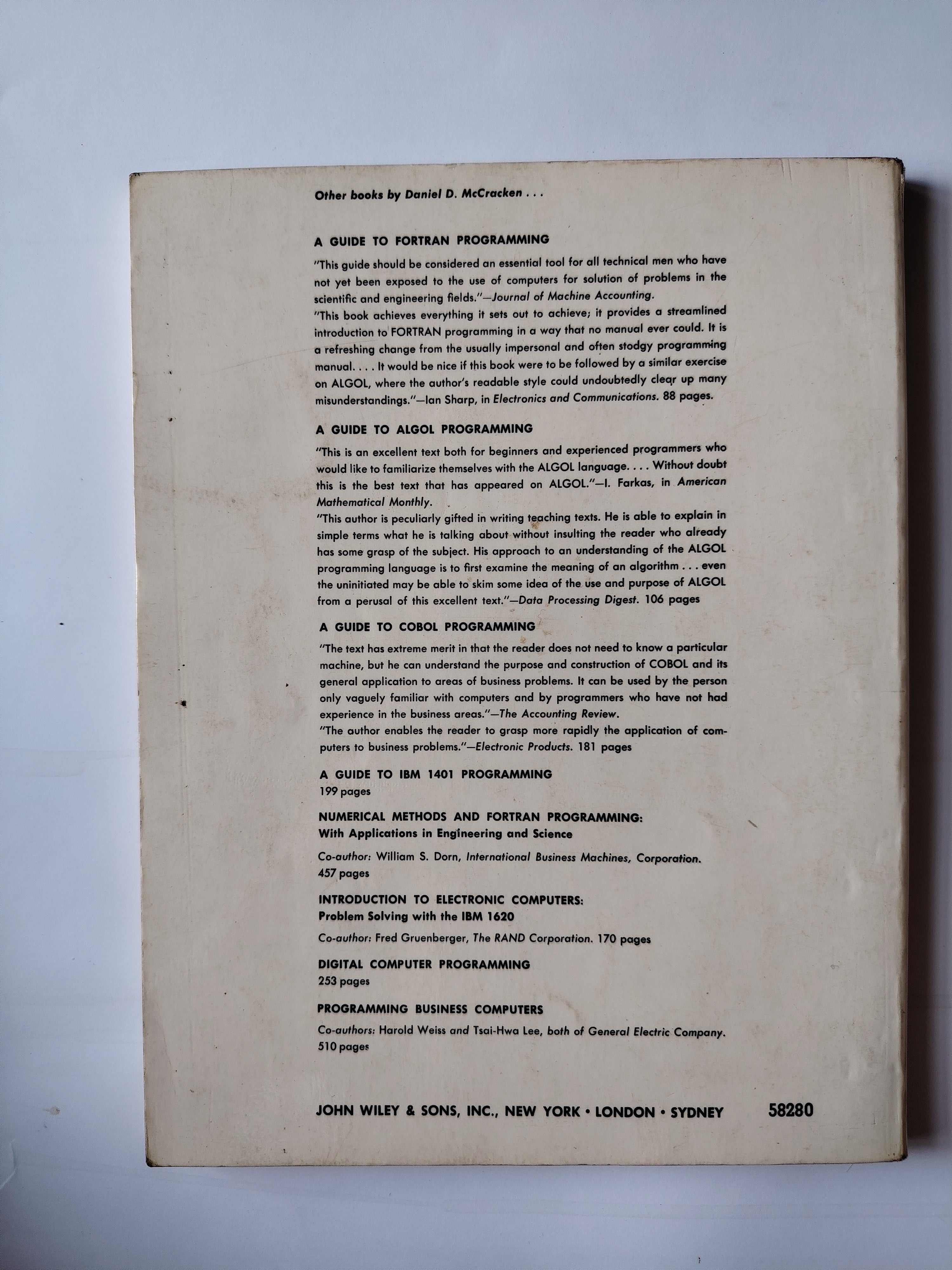 A Guide to Fortran IV Programming by Daniel D McCracken a John Wiley & Sons Edition Corrected Printing 1968