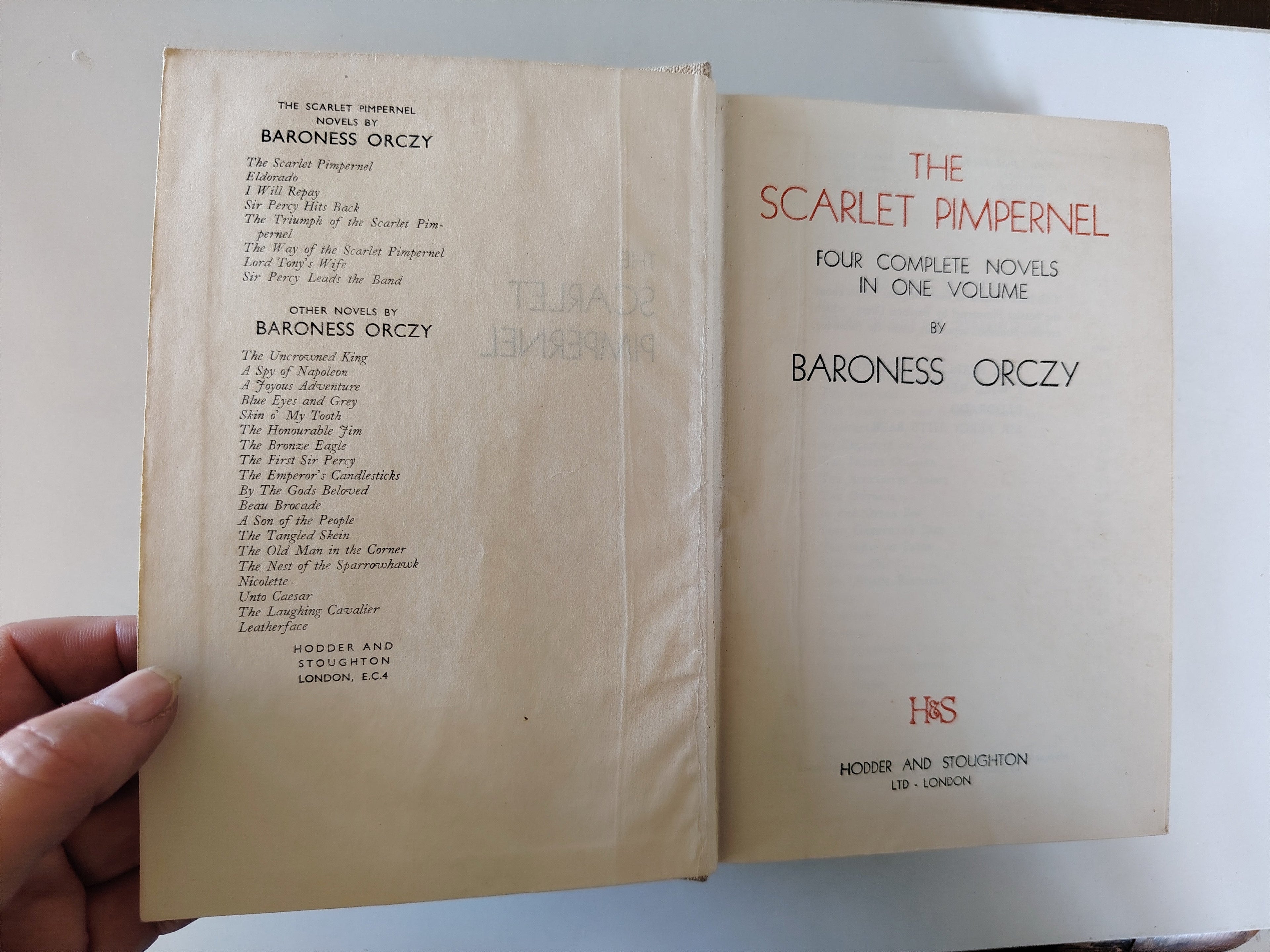 The Scarlet Pimpernel Four Complete Novels in One Volume by Baroness Orczy 1936 Hodder and Stoughton