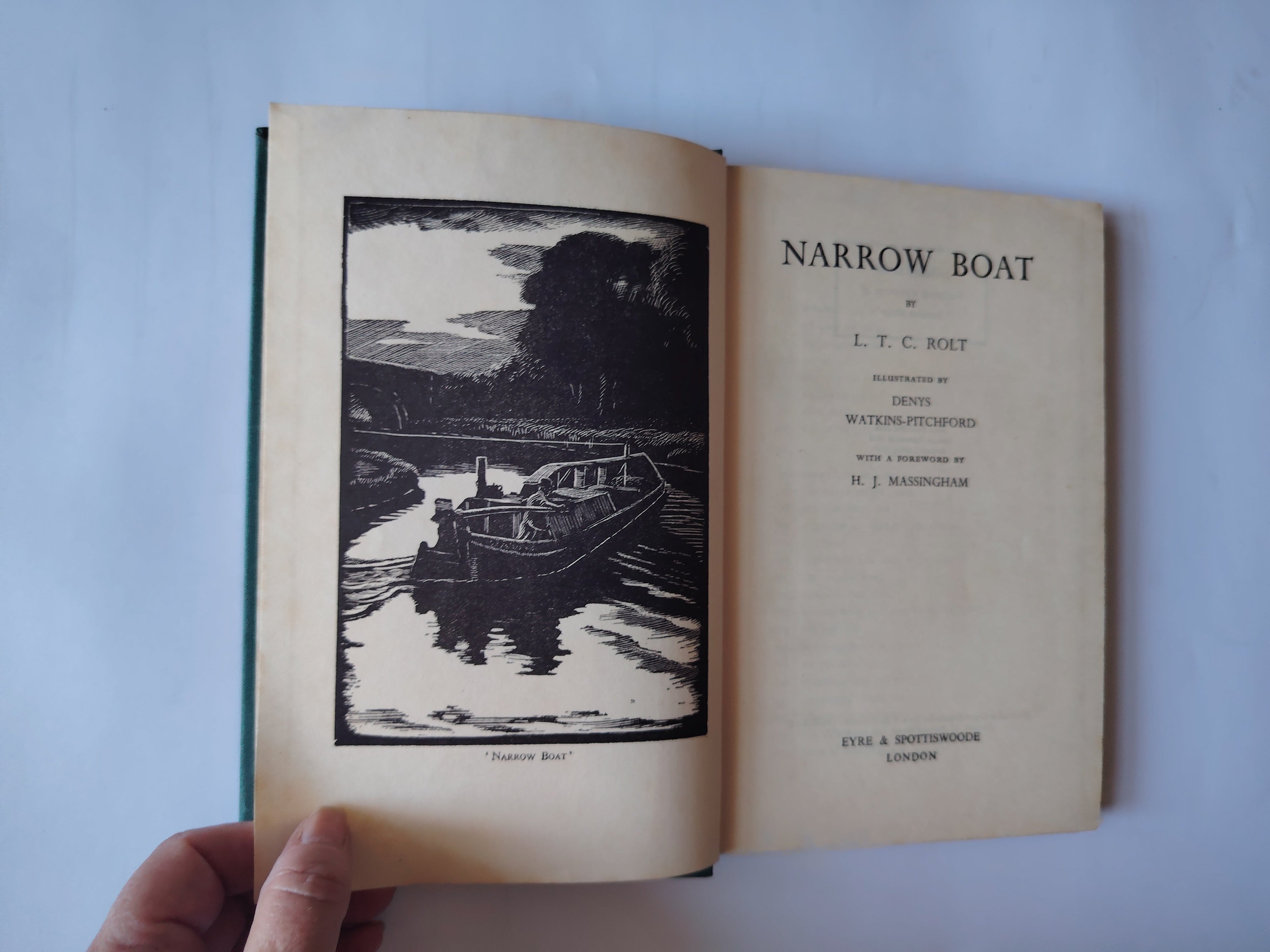 Narrow Boat by L T C Rolt Illustrated by Denys-Watkins-Pitchford 1948 with a Foreword by H J Massingham
