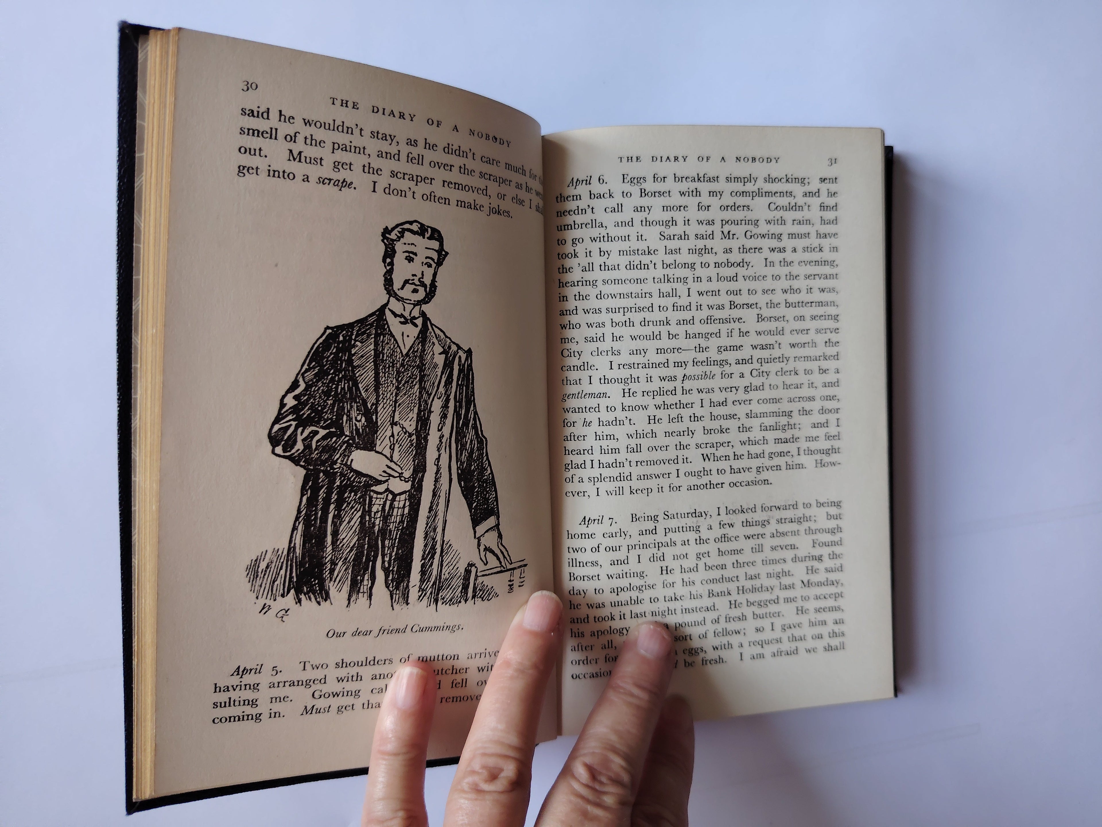The Diary of a Nobody George Grossmith and Weedon Grossmith Illustrated by Weedon Grossmith Collins Blue Faux Leather Cover 1955