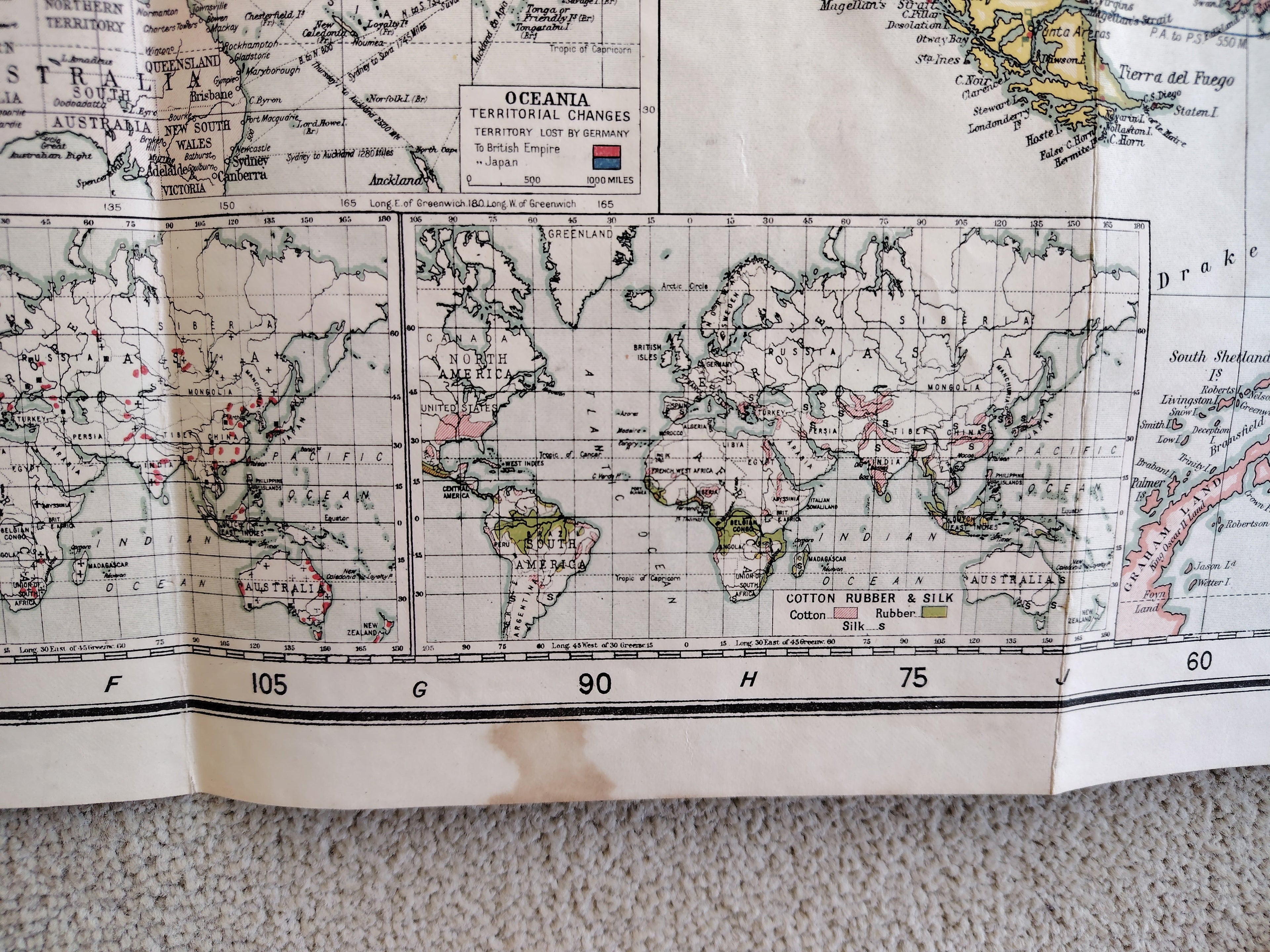 Geographia Commercial & Political Map of the World by Alexander Gross c1920 in Original Cloth Folder