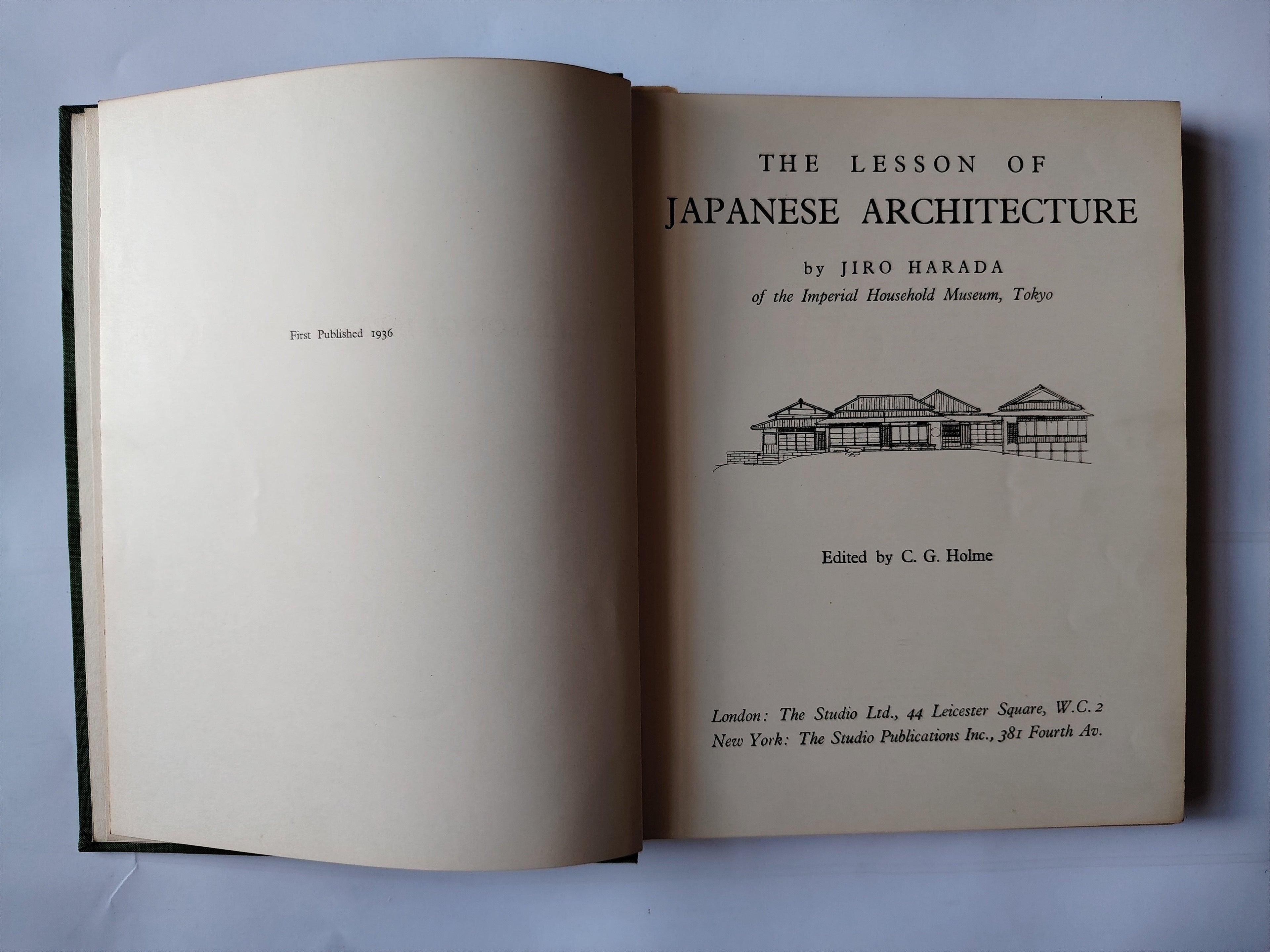 The Lesson of Japanese Architecture by Jiro Harada Edited by C G Holms Illustrated First Edition Book 1936