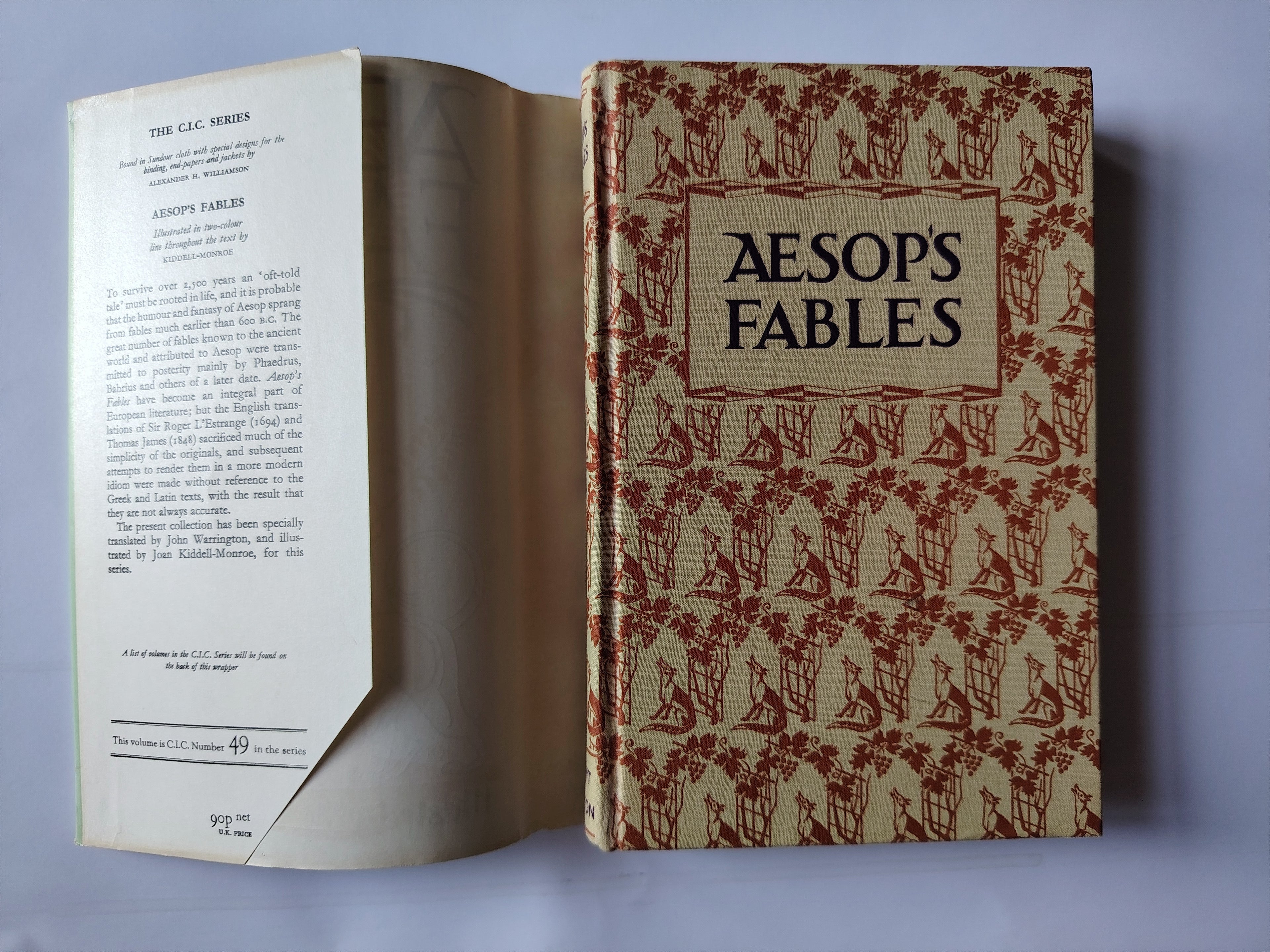 Aesop's Fables Illustrated by Joan Kiddell-Monroe 1967 Hardback Book with  Children's Illustrated Classics