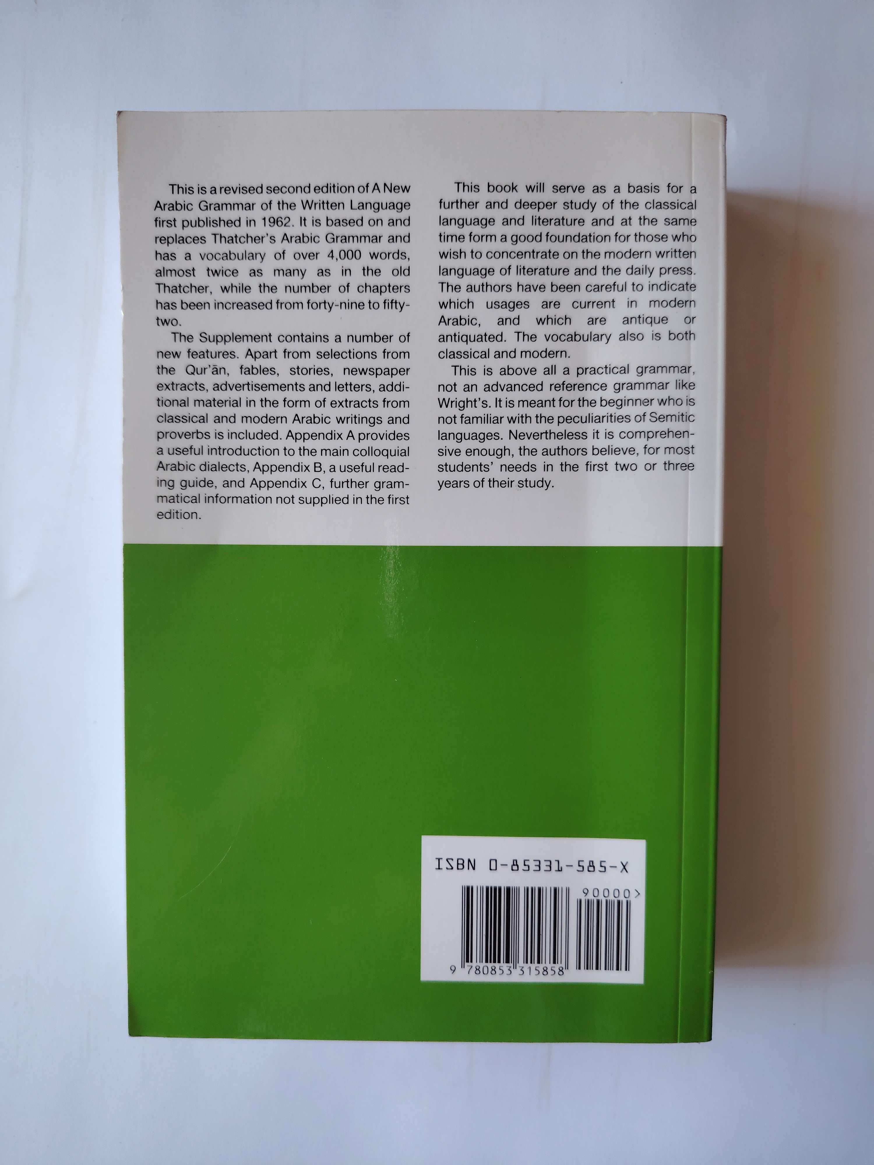 A new Arabic grammar of the written language J A Haywood and H M Nahmad 2005 Paperback Book