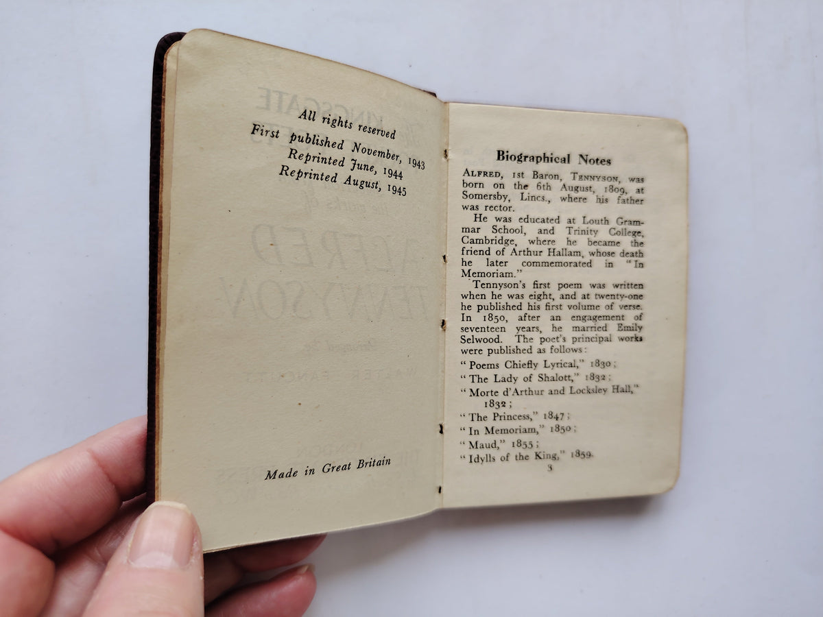 The Kingsgate Pocket Poets A Selection from the works of Alfred Tennyson and John Milton 1945 and 1947