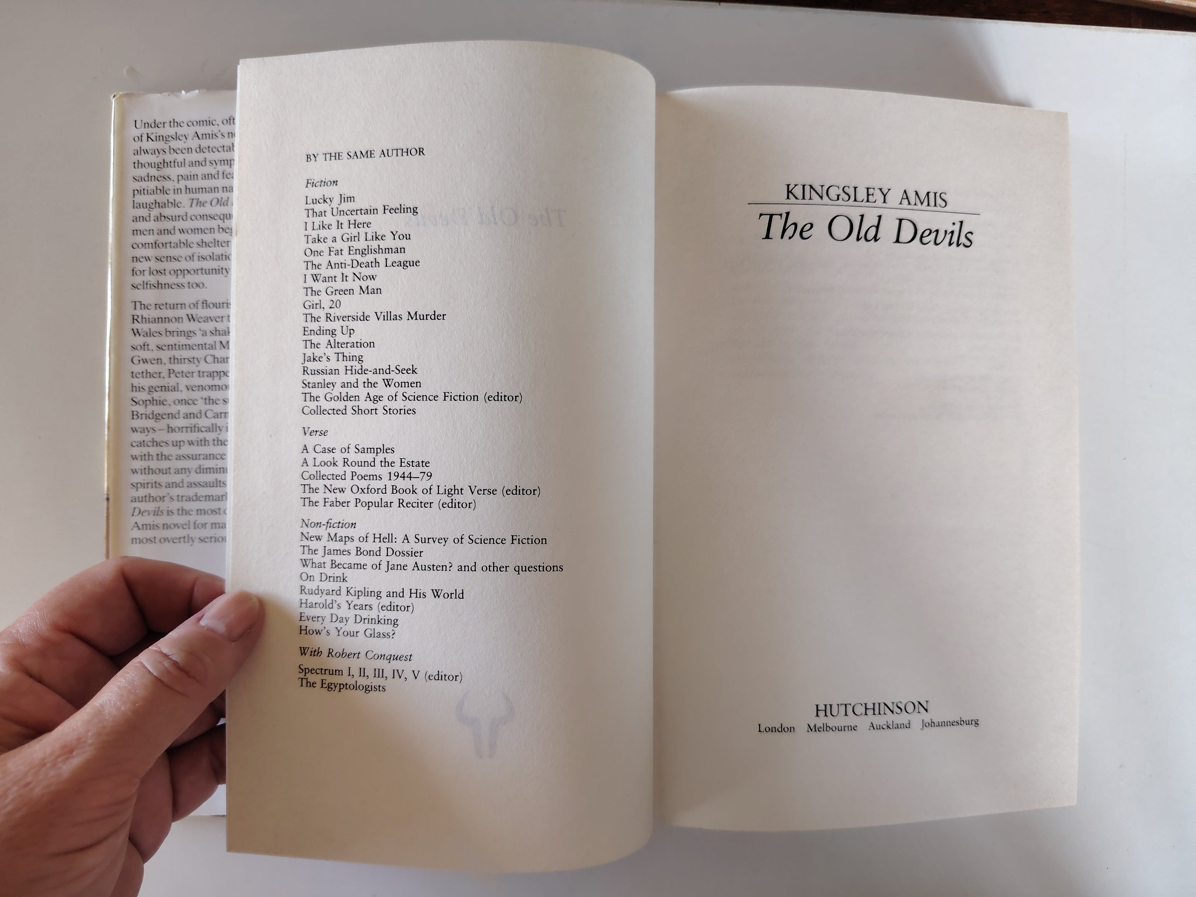 The Old Devils Kingsley Amis First Edition, First Impression 1986 Published by Hutchinson